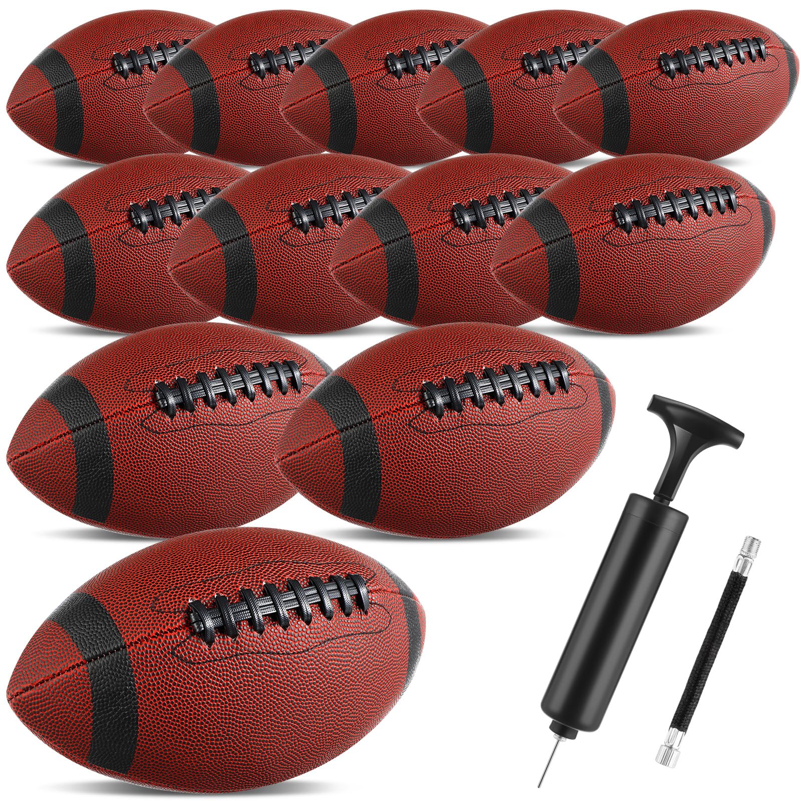Jerify Fußballbälle aus Verbundleder, Größe 9, offizielle Größe, aufblasbarer Fußball mit Pumpe, für drinnen und draußen, Highschool, College für Training, Freizeit, Spielen, 12 Stück