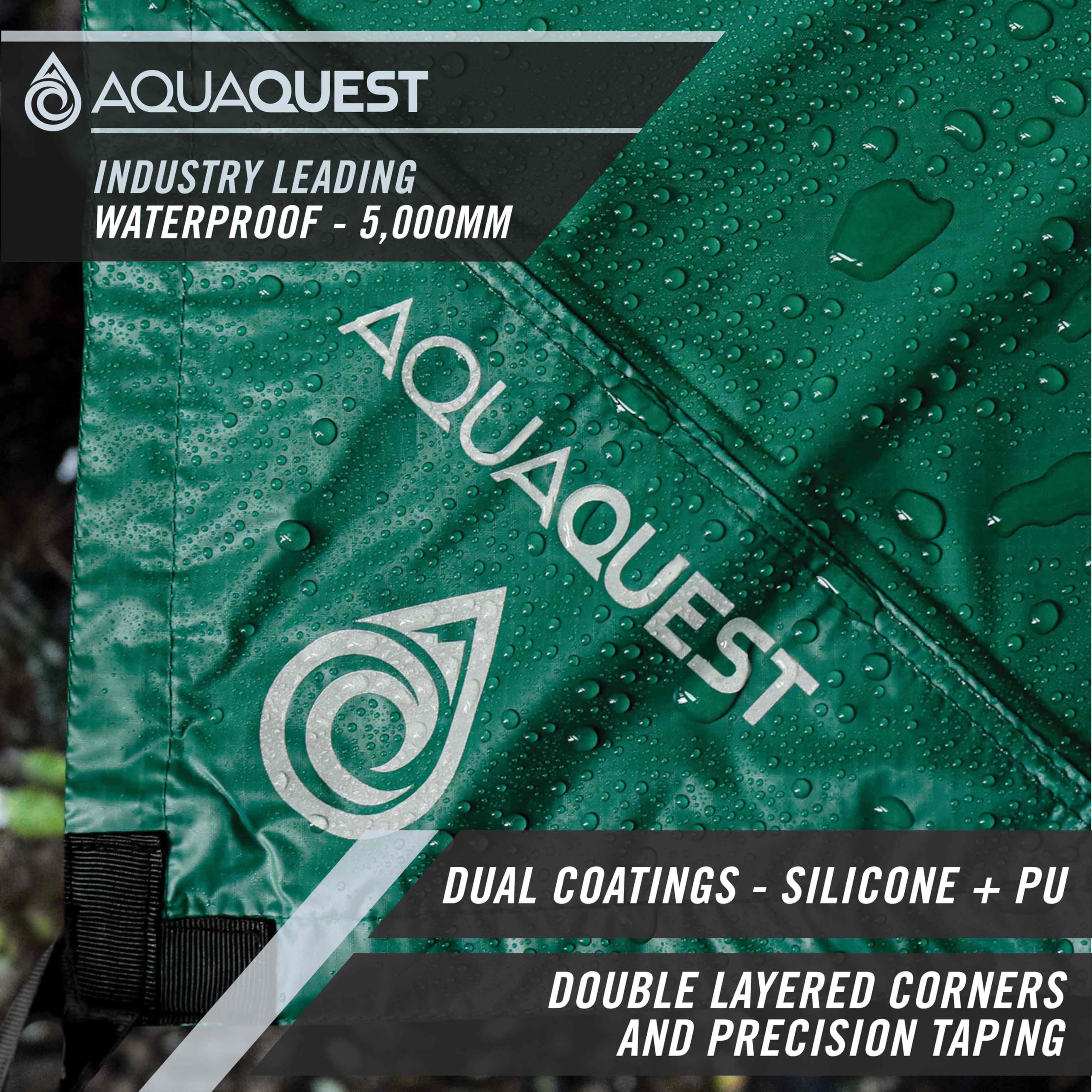 AquaQuest Safari Camping Tarp - Lightweight Durable Rain Fly - Waterproof Camping Essentials for Hiking, Backpacking & Hammock, 13 x 10 ft, Forester Green