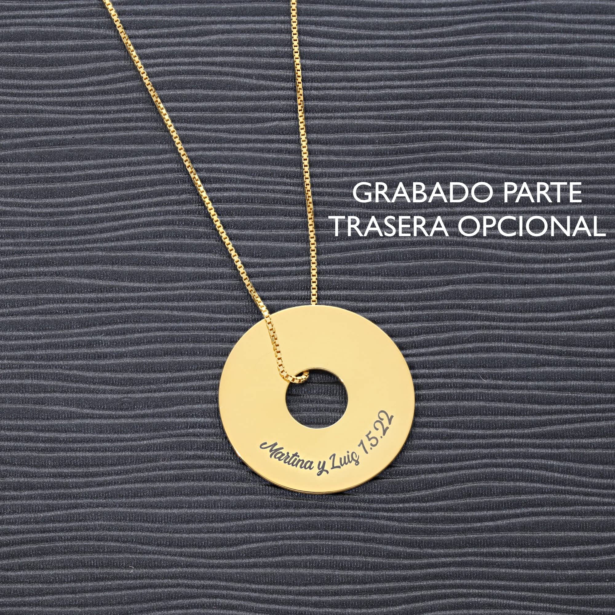 Colgante con Cadena Veneciana Personalizada - Cadena Venecia de plata Personalizada - Regalo Original - Collar Artesanal. Cadena 45 cm + Alargador - Plata de Ley 925/1000.