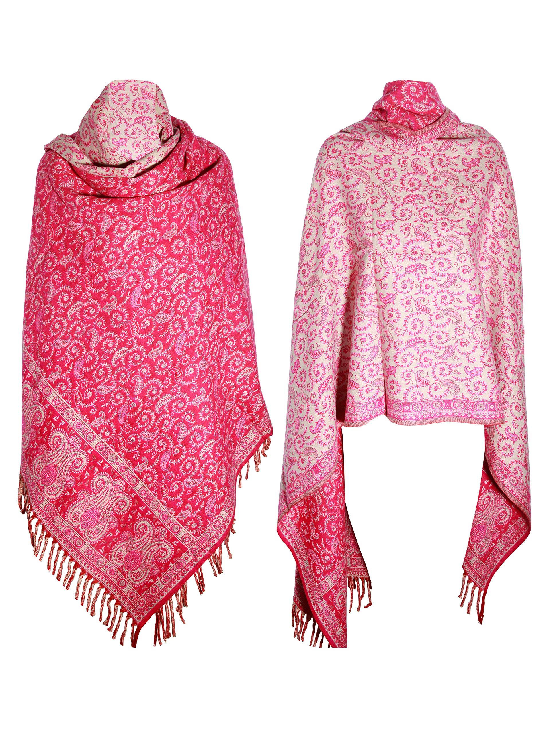 Schal aus reiner Yak-Wolle, wendbar, wendbar, luxuriös, Pink