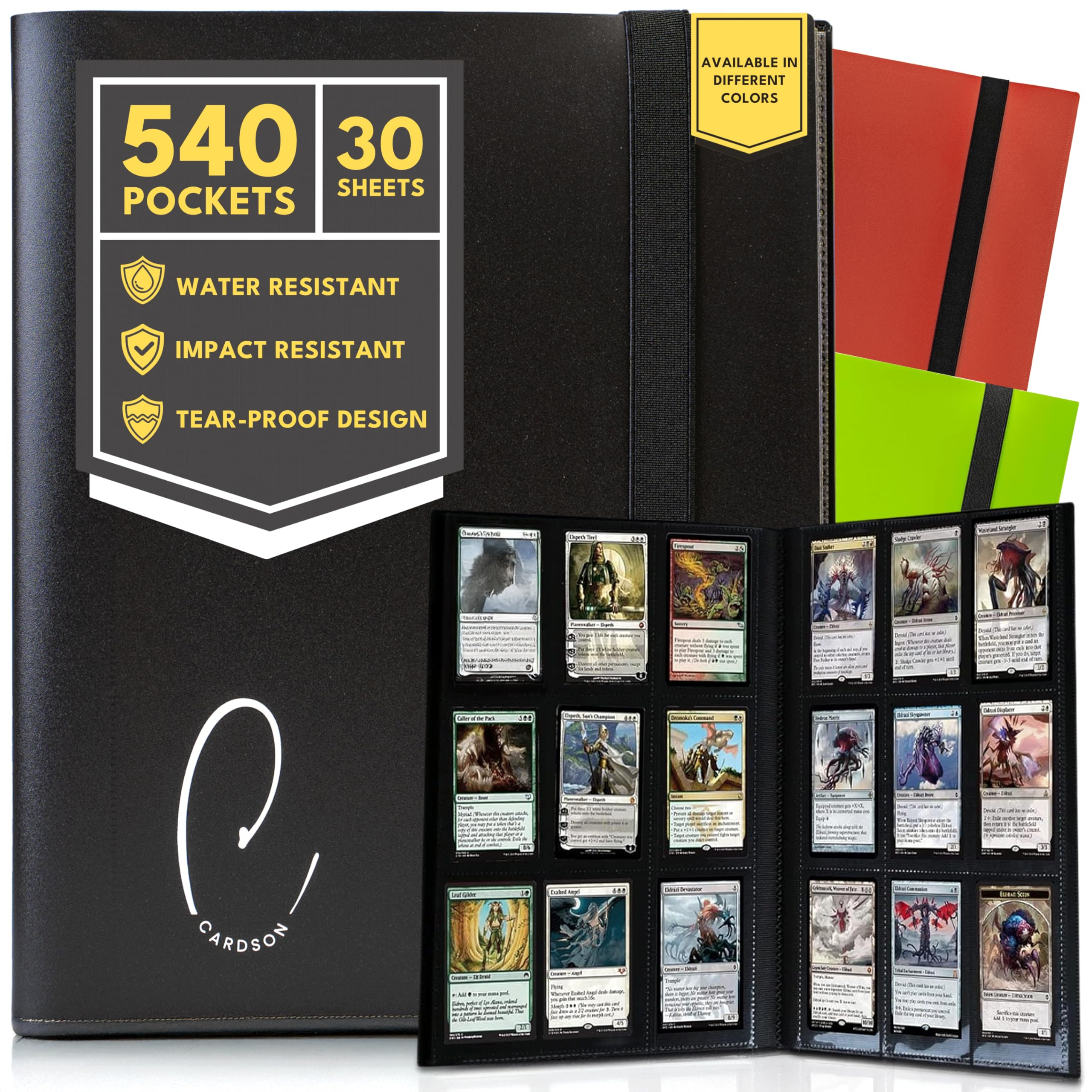 9 Pockets Trading Card Binder Storage - 540 Cards Collection Album Folder with 30 Pages - Side Loading TCG binder (Black)