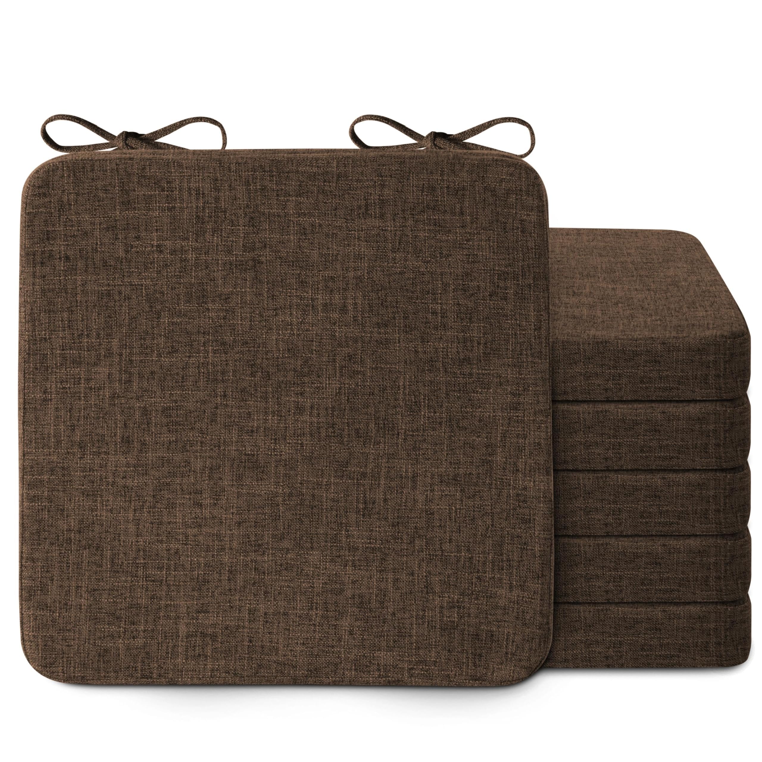 AddGrace Square Chair Cushions for Dining Chairs 16x16x2inch (6, Coffee)