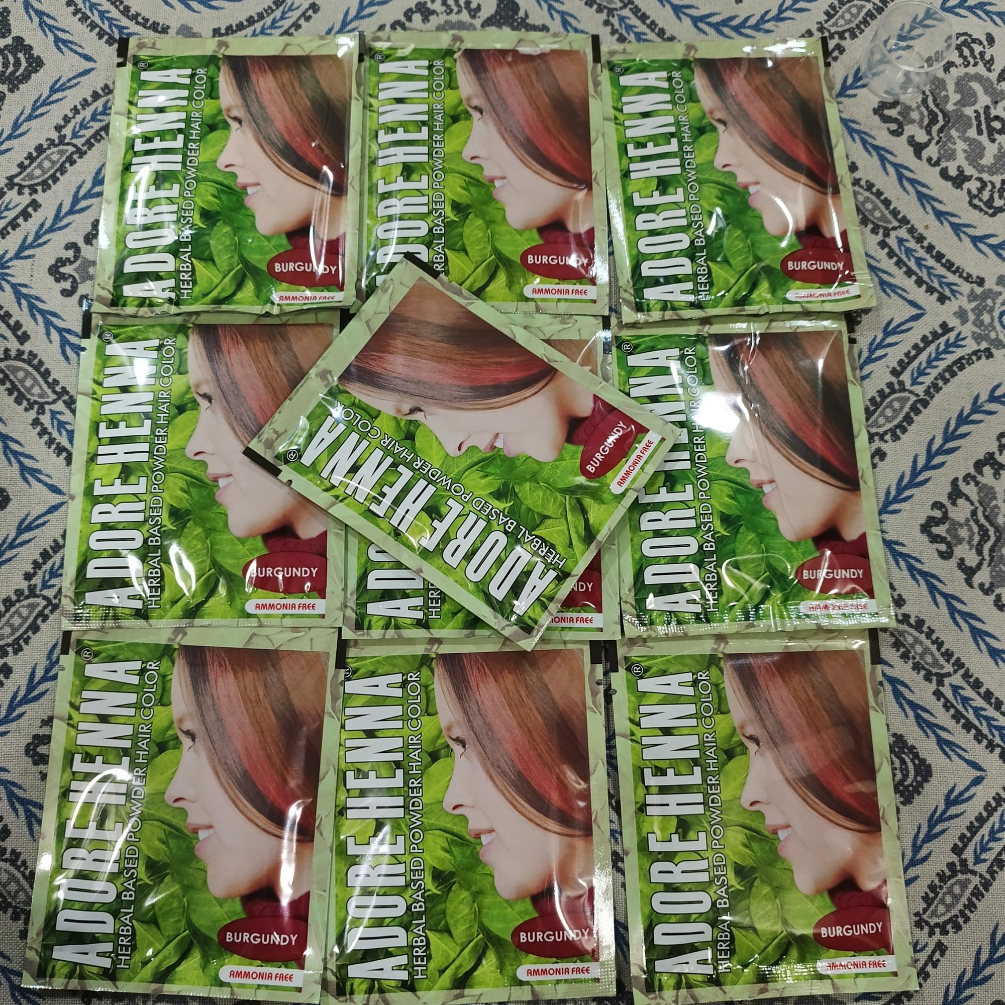 Adore Henna Herbal Hair Colour, Burgundy Shade, Ammonia Free, Pack of 10, each 10gm-image-28