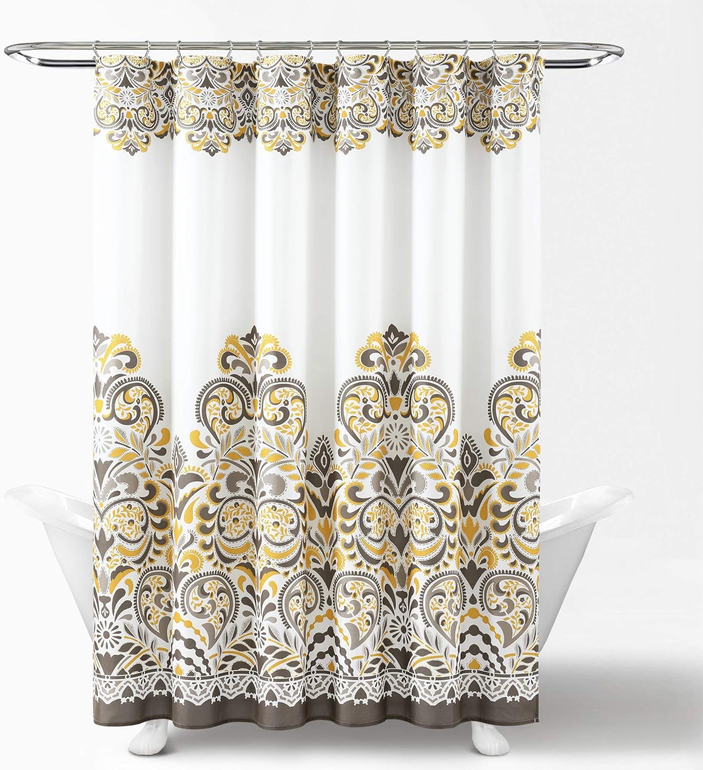 Clara Multicolor Bohemian Floral Fabric Shower Curtain 72x72