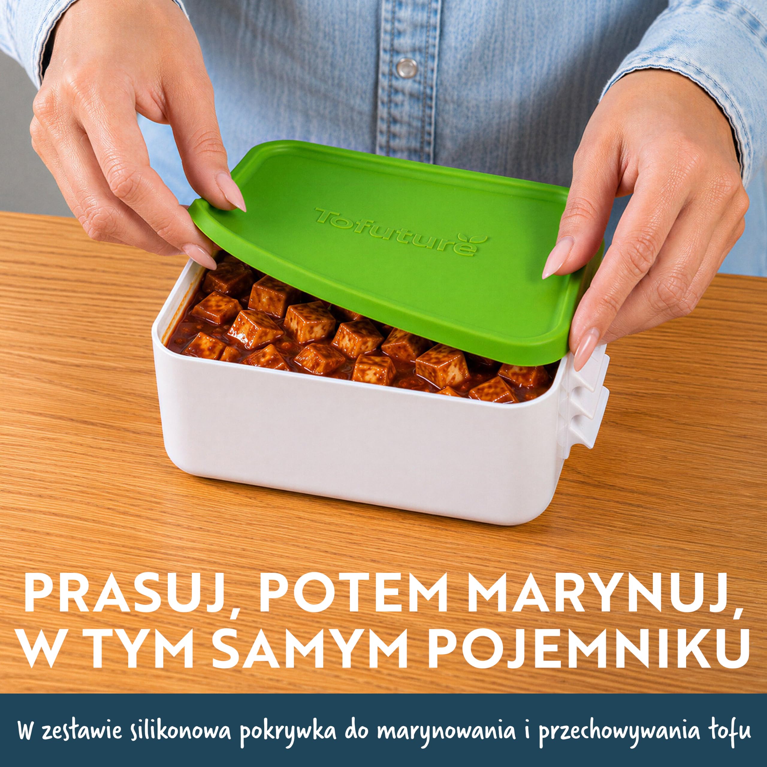 ToFuture Prasa Tofu – jedyna w swoim rodzaju i stylowa prasa tofu, która przekształci Twoje tofu. | Prasa Tofu bez zabrudzeń. Nie zawiera BPA. Nadaje się do mycia w zmywarce Do tofu 225-450 g, jedwabistego tofu i paneera.