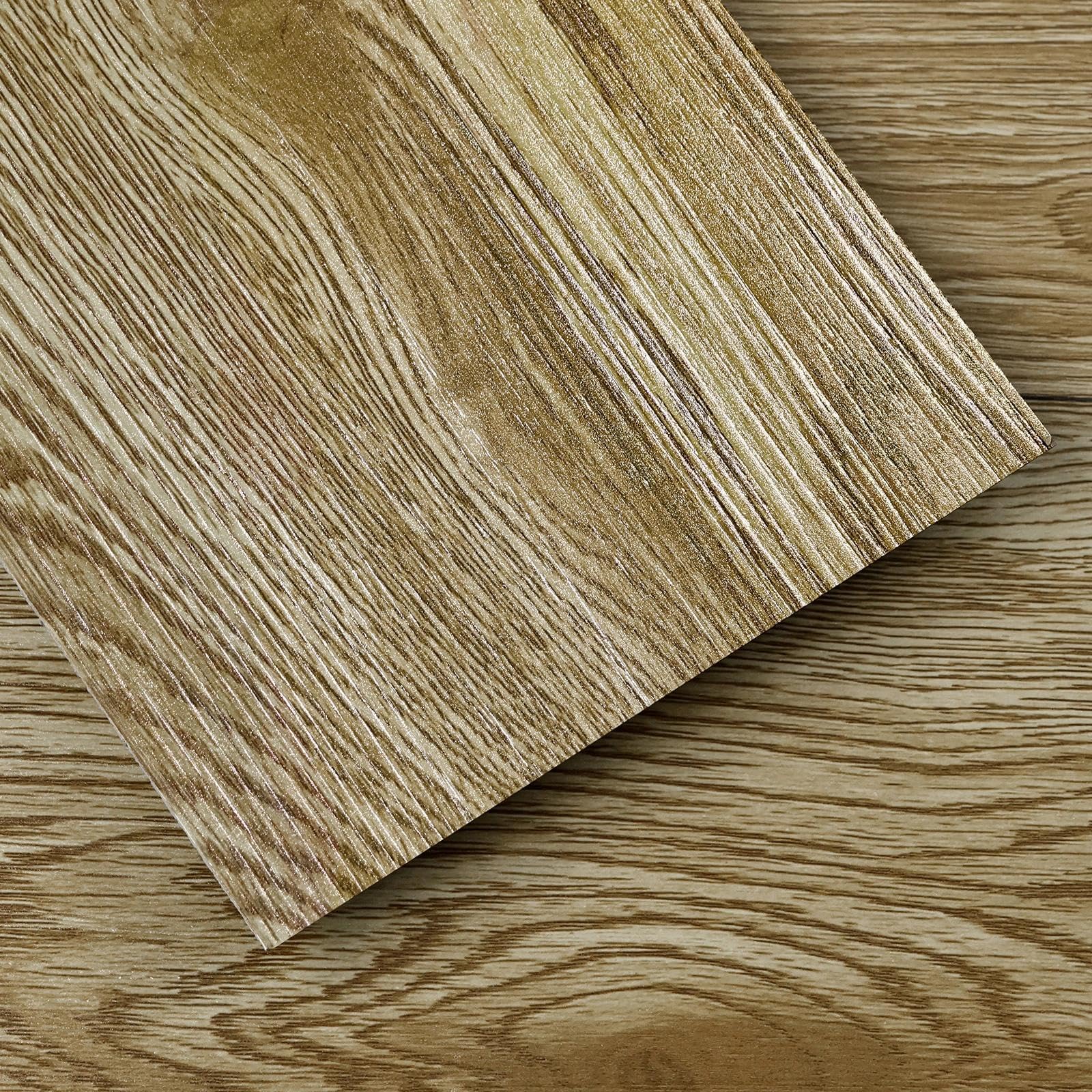 12 PCS Hazelnut Vinyl Flooring Tiles Self Adhesive - Wood Peel and Stick Floor Tiles 1.67 m² Easy DIY Installation for Living Room Bathroom Kitchen Bedroom