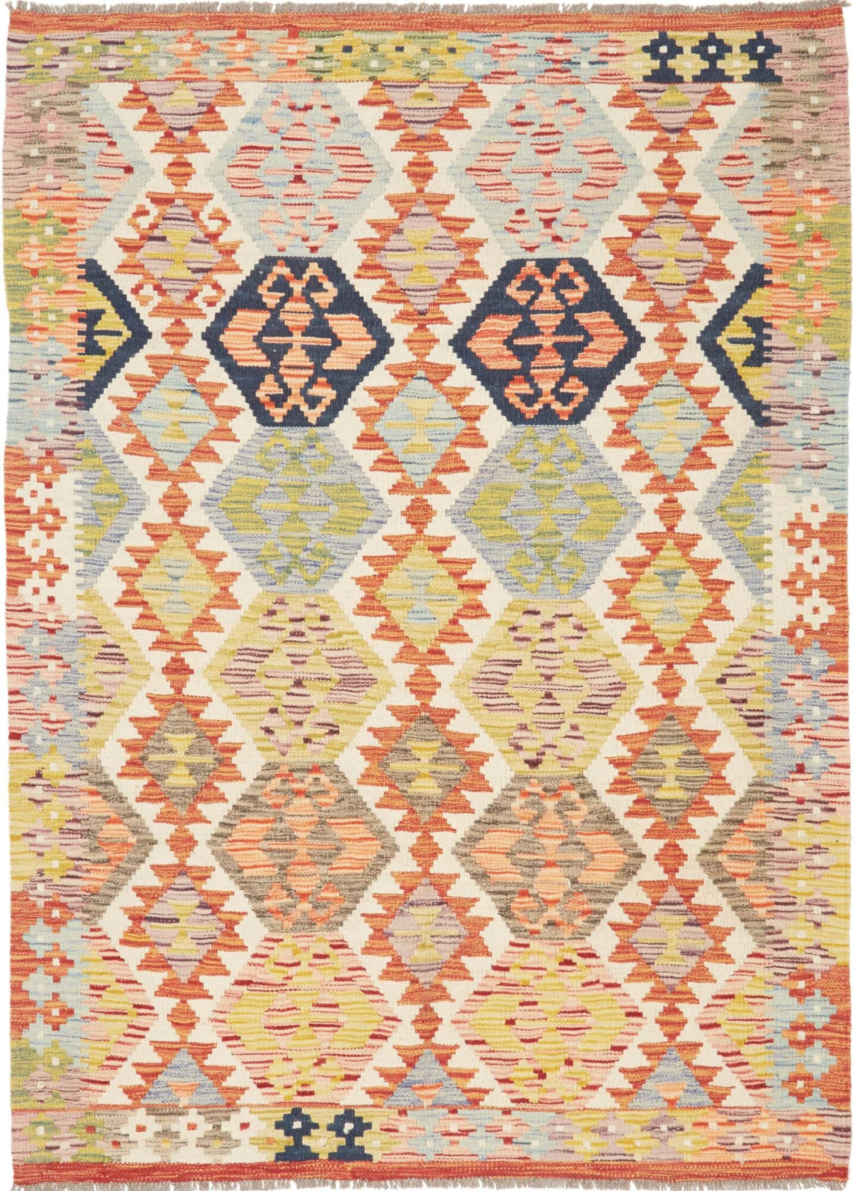 Tapis en laine Kilim Afghan tissé main | Tapis d'Orient 125x180 pour salon et bureau