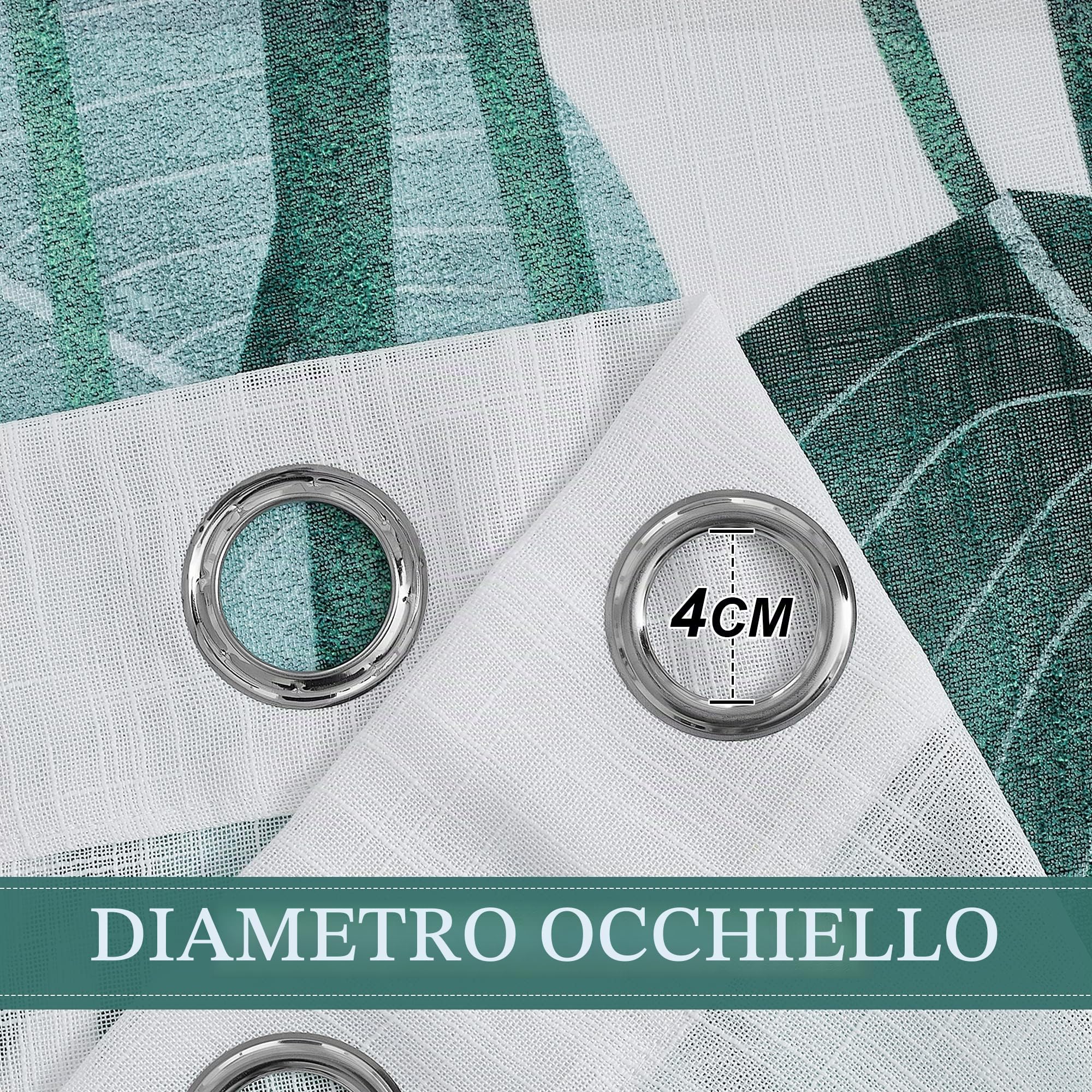 PONY DANCE - Tende Camera da Letto Regali Natale con Stampata Foglie Verde di Banana Decorazioni Tende Semitrasparenti Cameretta Soggiorno/Cucina/Salotto/Finestra, L 132 x A 240 cm, 2 pezzi