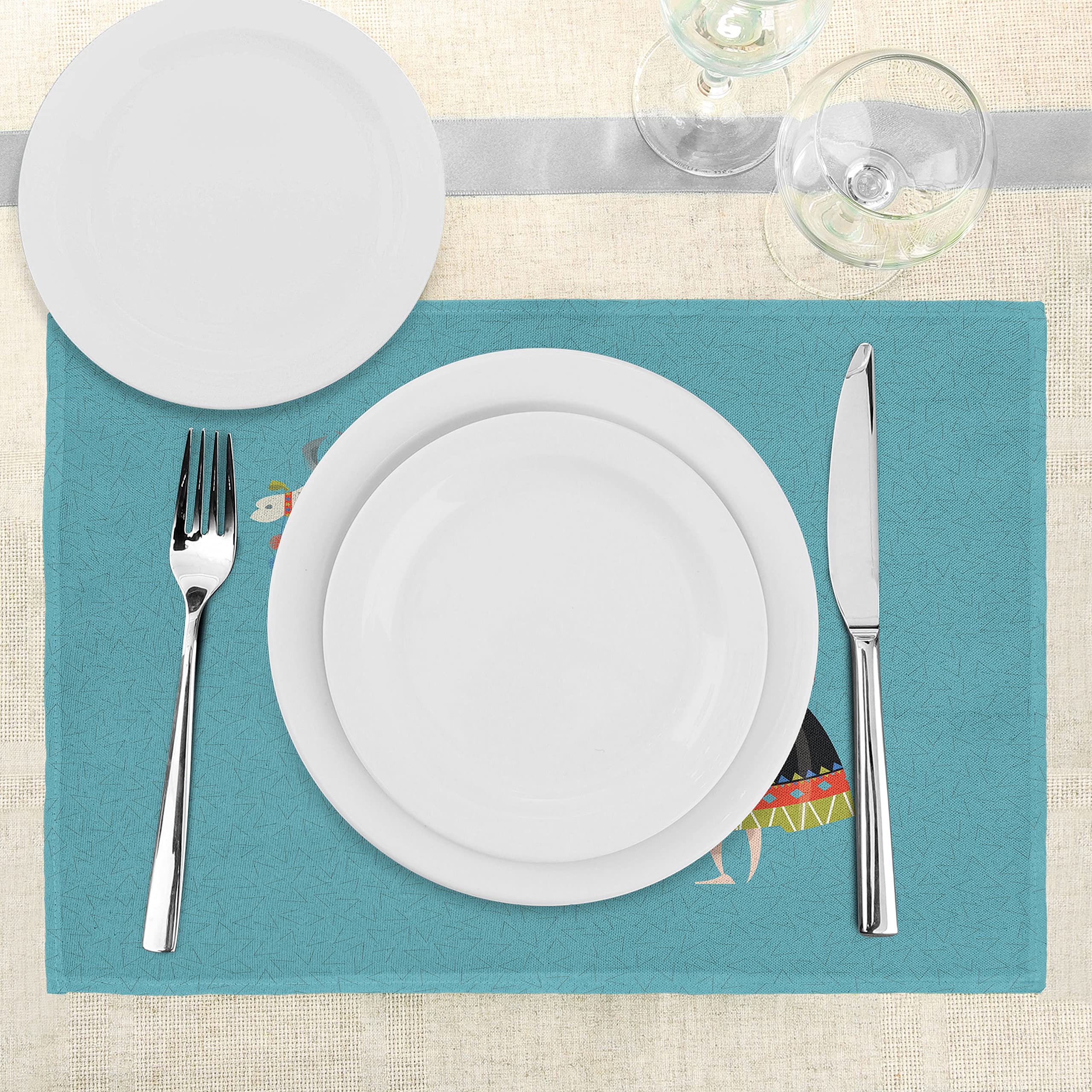 ABAKUHAUS Lama Tovaglietta Americana Set di 4, Peruviano Maglieria Donna, Tovagliette in Tessuto Lavabile per Tavolo da Pranzo Cena, Multicolore