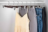 Vista 7 de Amber Home Paquete de 10 perchas de madera de nogal macizo de 14.17 pulgadas, perchas inferiores para pantalones pantalones jeans con 2 clips