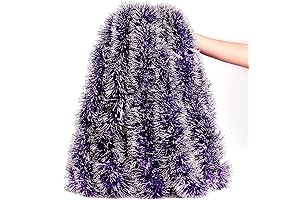 Sggvecsy Christmas Purple and White Tinsel Garland