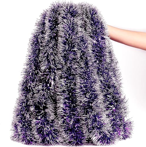 Miniatura 1 de Sggvecsy Guirnalda de oropel verde oscuro de 49.2 pies, decoración de árbol de Navidad, guirnalda metálica de Navidad, decoración colgante de techo