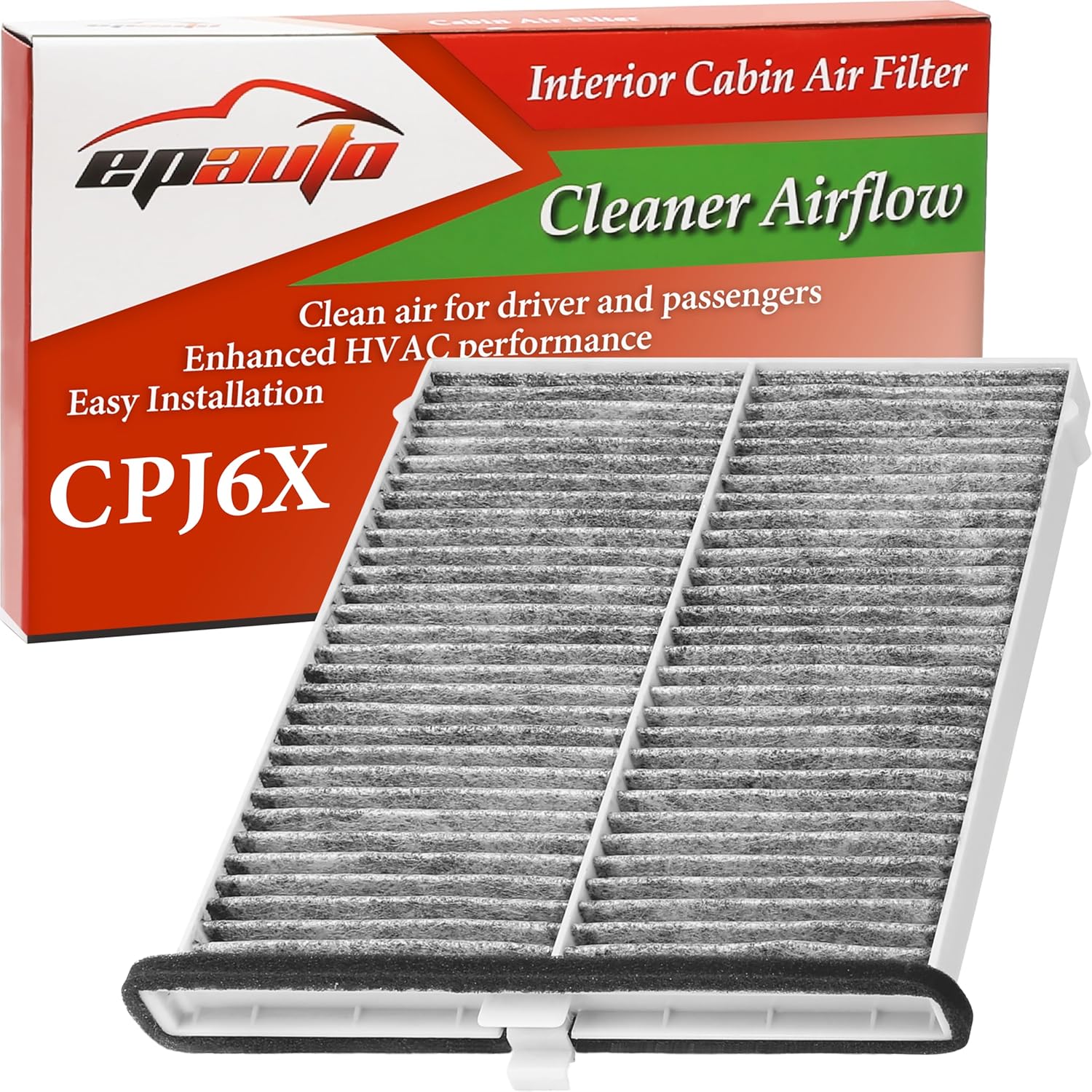 EPAuto CPJ6X Activated Carbon Cabin Air Filter for Mazda 3 (2014-2018), Mazda 6 (2014-2021), CX-5 (2013-2025) - Replaces KD45-61-J6X