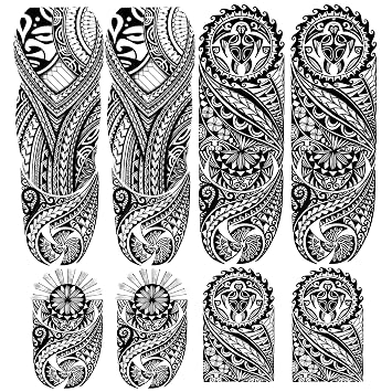 4-Sheet Large Full Sleeve Tattoos and 4-Sheet Fake Half Arm Totem Tattoo for Men Women Makeup