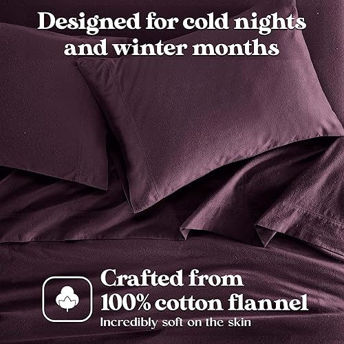 Miniatura 5 de Superior Flannel Cotton Pillowcase Bedding Set, Set Includes: 2 Pillow Covers, Solid Contemporary Bedroom Accent, Modern Traditional Soft, Purple