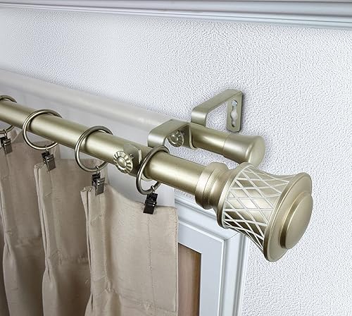 A&F Rod Décor Osian - Barra de cortina doble de 1 pulgada, 120-170 pulgadas, color dorado claro