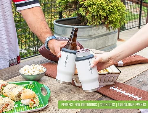 Miniatura 7 de Reduce Enfriador de bebidas y bebidas, paquete de 2 unidades de 14 onzas, acero inoxidable aislado al vacío, aislante de latas, Coozie para cerveza,