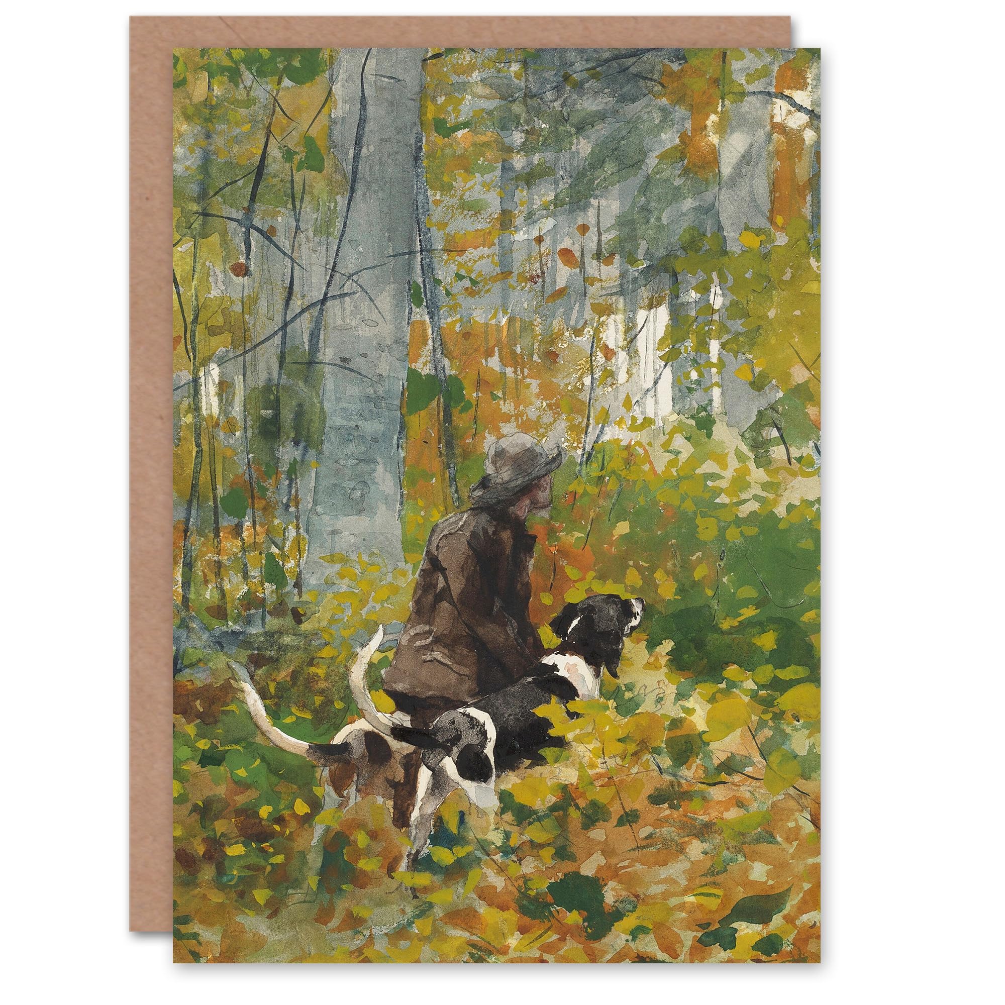 Artery8 Winslow Homer Art Card On the Trail Hunter with Hounds