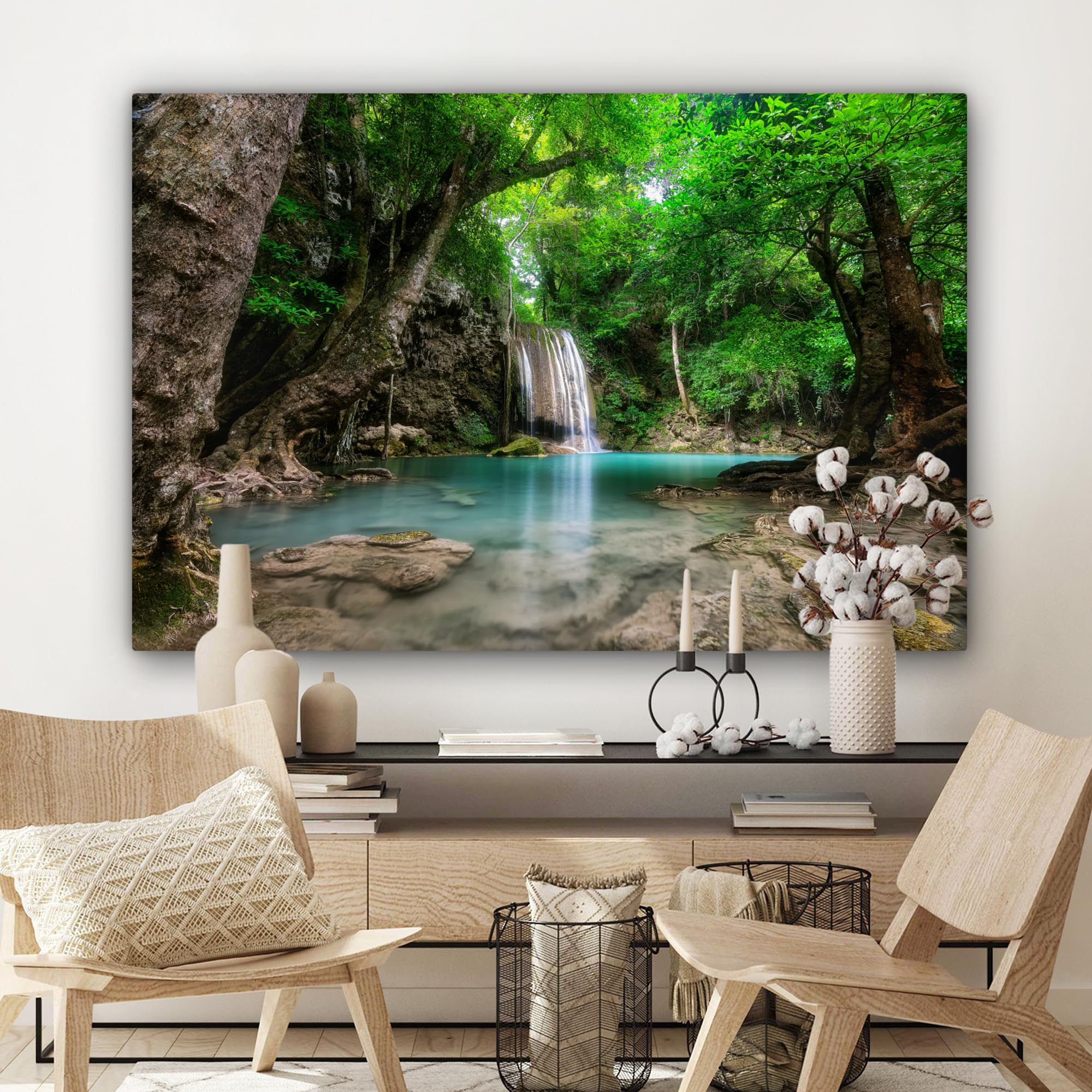MuchoWow© Canvas Schilderij 80x120 cm Kamer Decoratie Woonkamer Slaapkamer Room Decor Wanddecoratie Wall Art Painting Jungle - Waterval - Australië