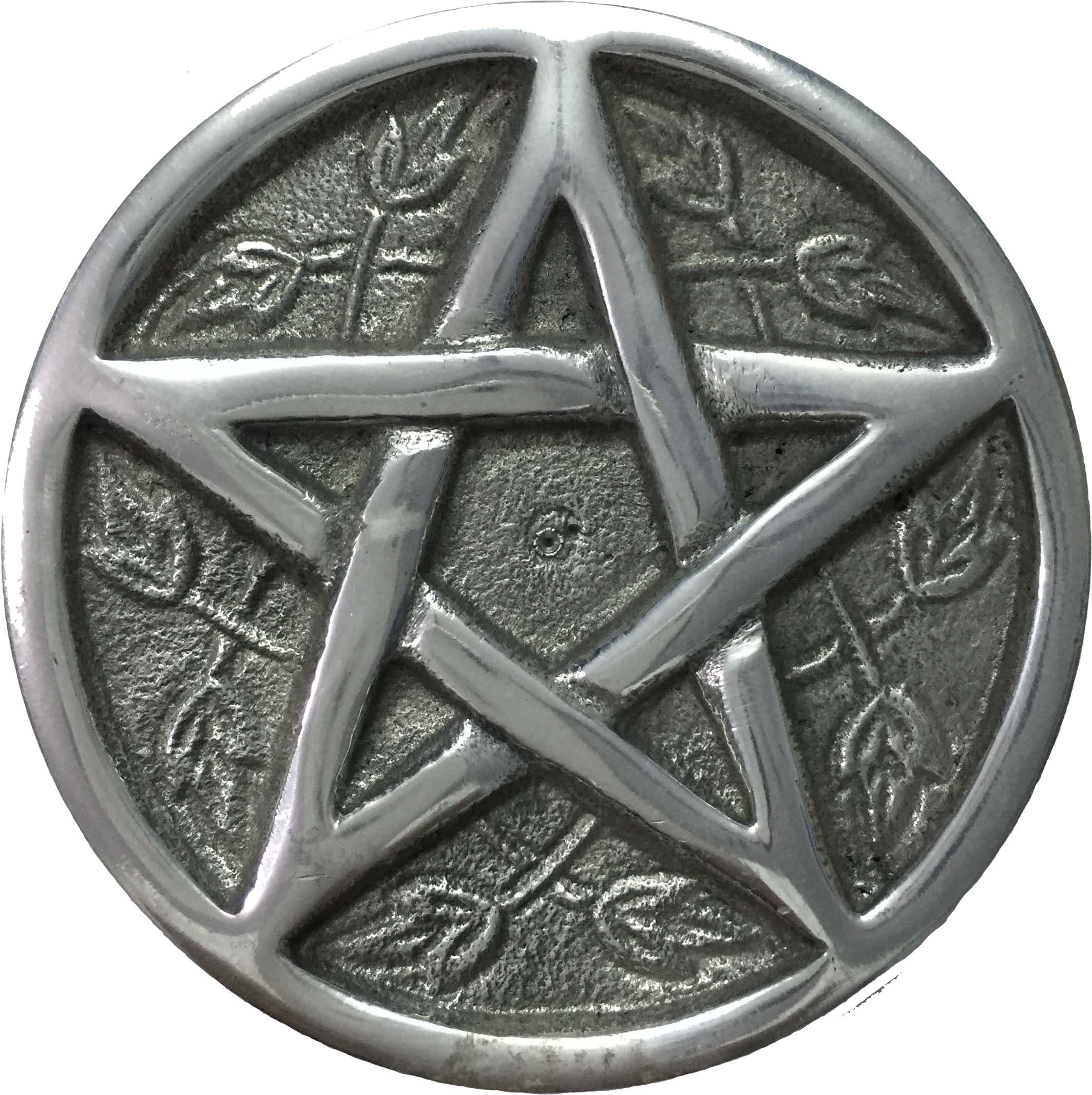 Vrinda ® Aluminum Altar Plate 3.5" Pentacle - Silver Pentagram Altar Paten - Ritual Offerings, Spells, Ritual, Incense Burning, Pentagram, Creating Crystal Grids, Witchcraft, Wicca
