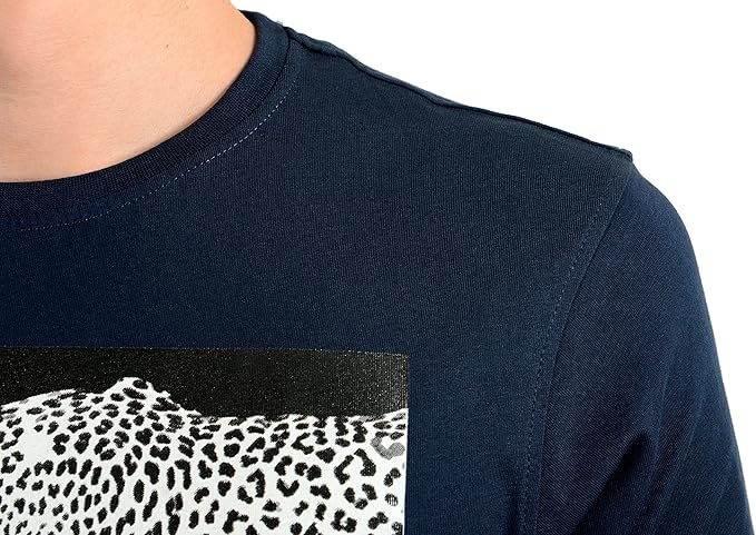 Amazon | Roberto Cavalli メンズ ブルーグラフィックプリント ヒョウ