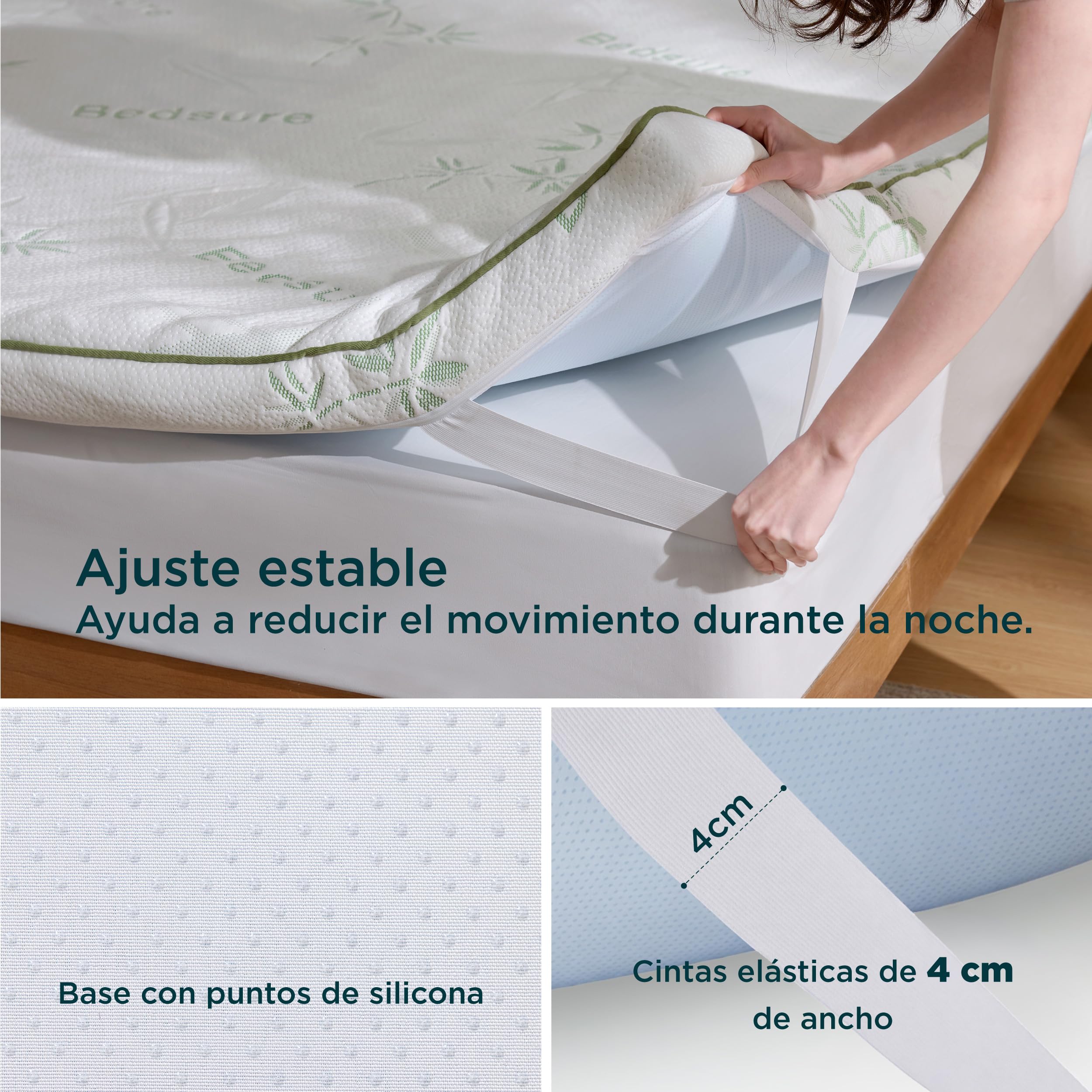 BEDSURE Topper Viscoelástico 90x190cm H2/H3 - Fibra bambú Transpirable 7cm