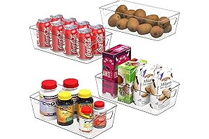 Simple Houseware Clear Storage Bins for Organizing Fridge, Freezer, and Pantry: 12x12x12
