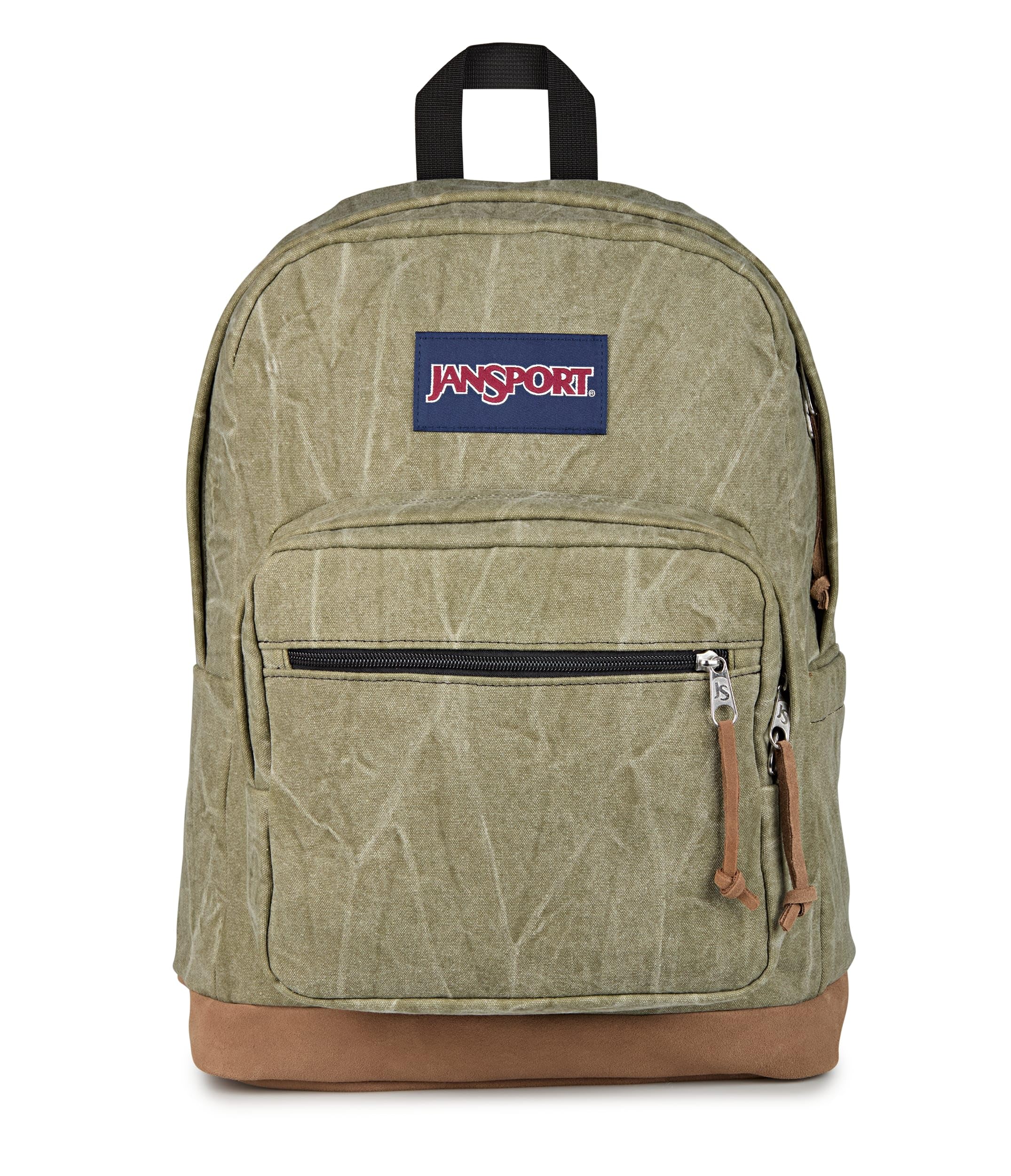 JanSport Right Pack Expressions Backpack – 15-inch Padded Laptop Compartment, Water Bottle Pocket, Utility Pocket with Flap, Aged Canvas Green/Lt Green/Brown