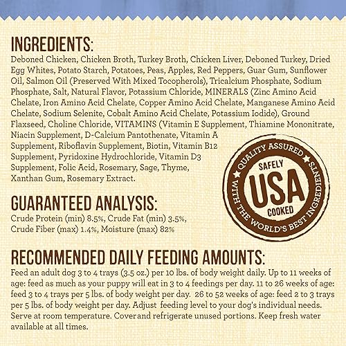 Miniatura 4 de Merrick Lil' Plates - Alimento húmedo sin cereales para perros pequeños, receta Pint-Sized Puppy Plate, 12 envases de 3.5 onzas