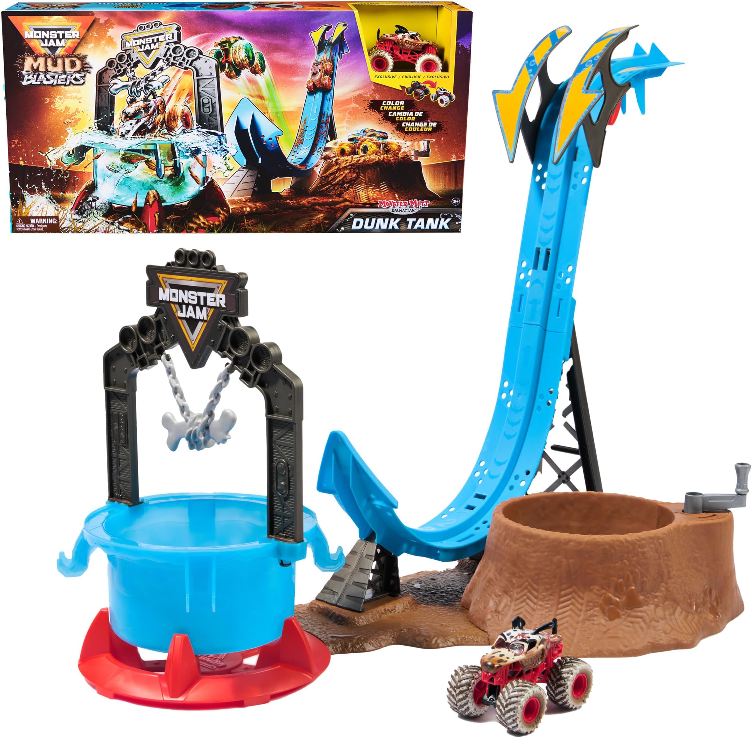 Mud Blasters, Monster Mutt Dalmatian Dunk Tank Playset, Color Change Action, Kids Toy Gifts for Boys and Girls Ages 3 and Up
