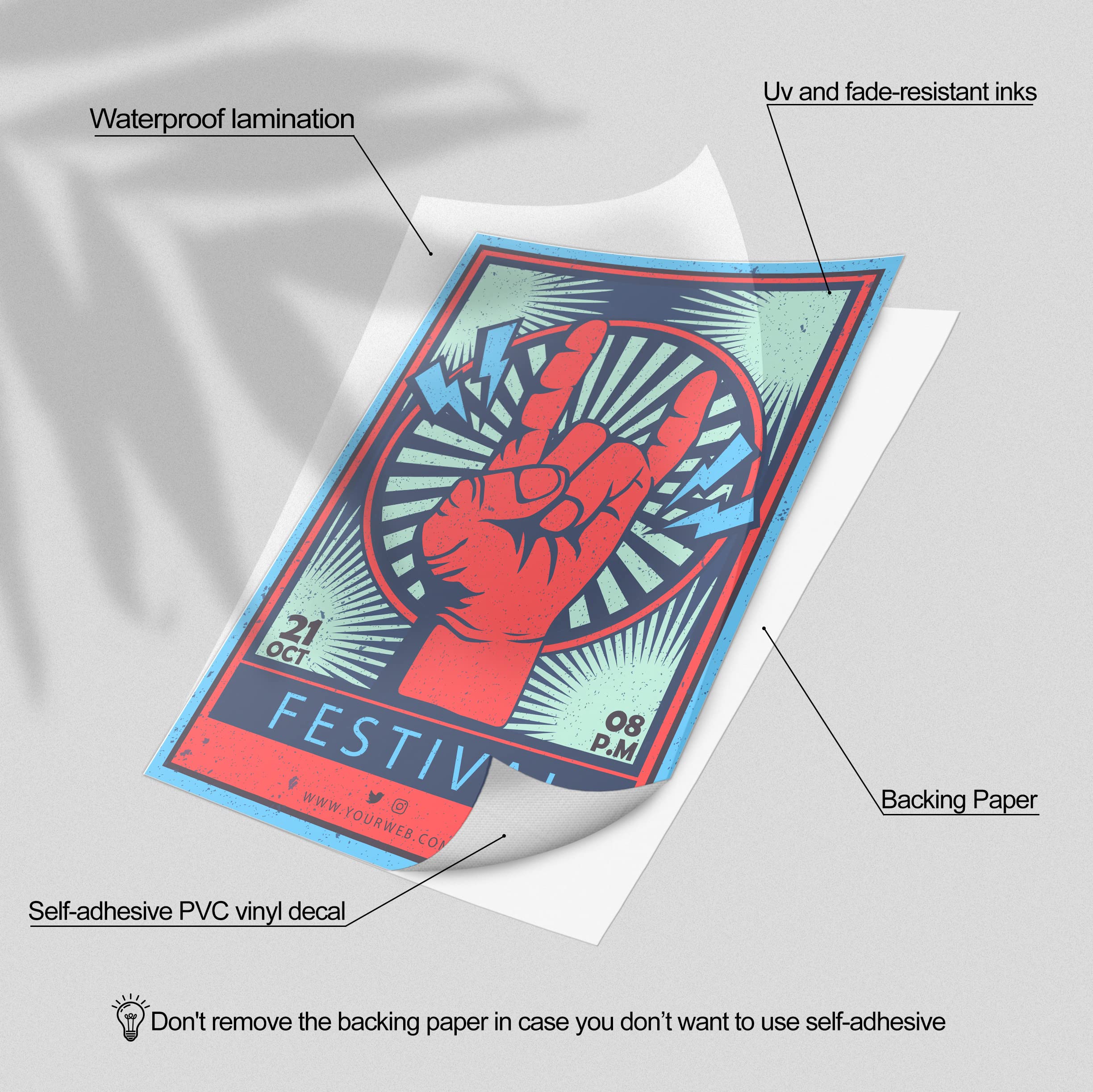 HK Studio Rock Music Posters for Indie Room Decor, Dorm Easy Peel and Stick Classic Grunge