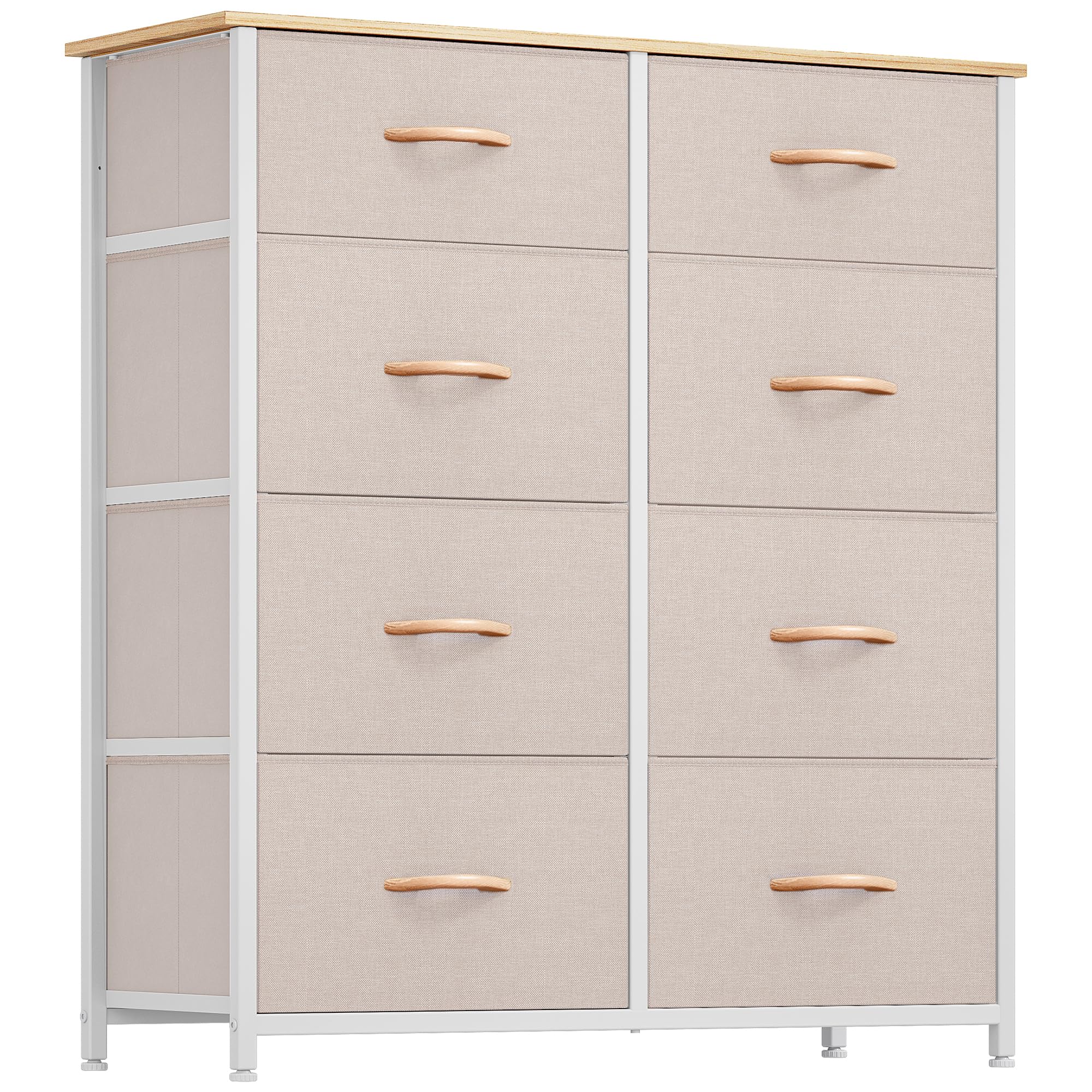 YITAHOME Chest of Drawers with 8 Drawers, Fabric Drawers Cabinet with Easy Pull Handle,Sturdy Steel Frame,Storage Drawers for Bedroom, Closet, Clothes,Khaki