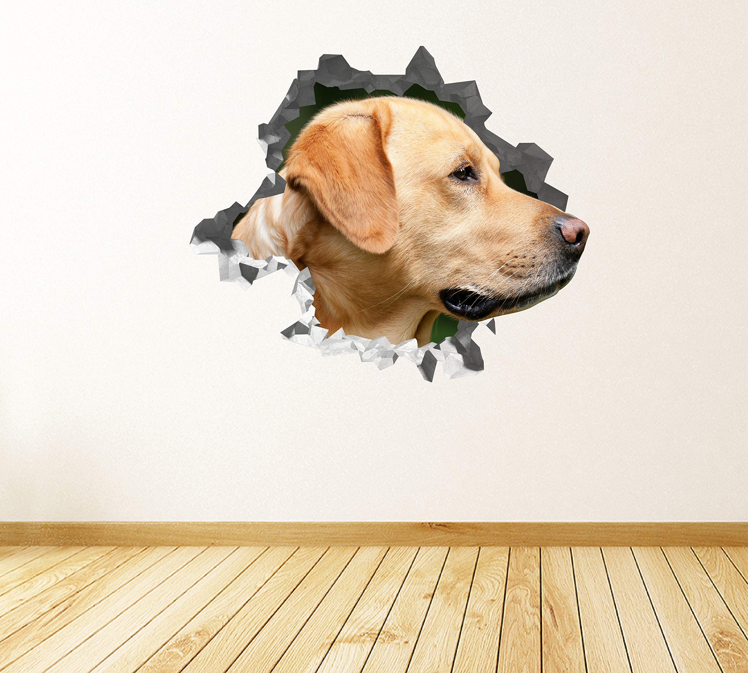 Labrador Rubio Pegatina - Calcomania Animales - Decoración de Cuartos Niños - Sticker de Cachorro - Decoración Infantil - JS365 (Gigante: 127 cm x 117 cm)