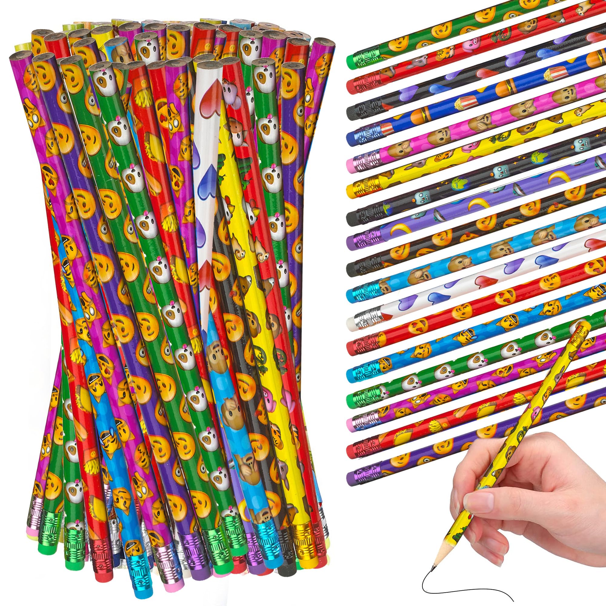 Emoji No 2 Pencils, Classroom Prizes &amp; Party Favors for Kids, 144 Pack