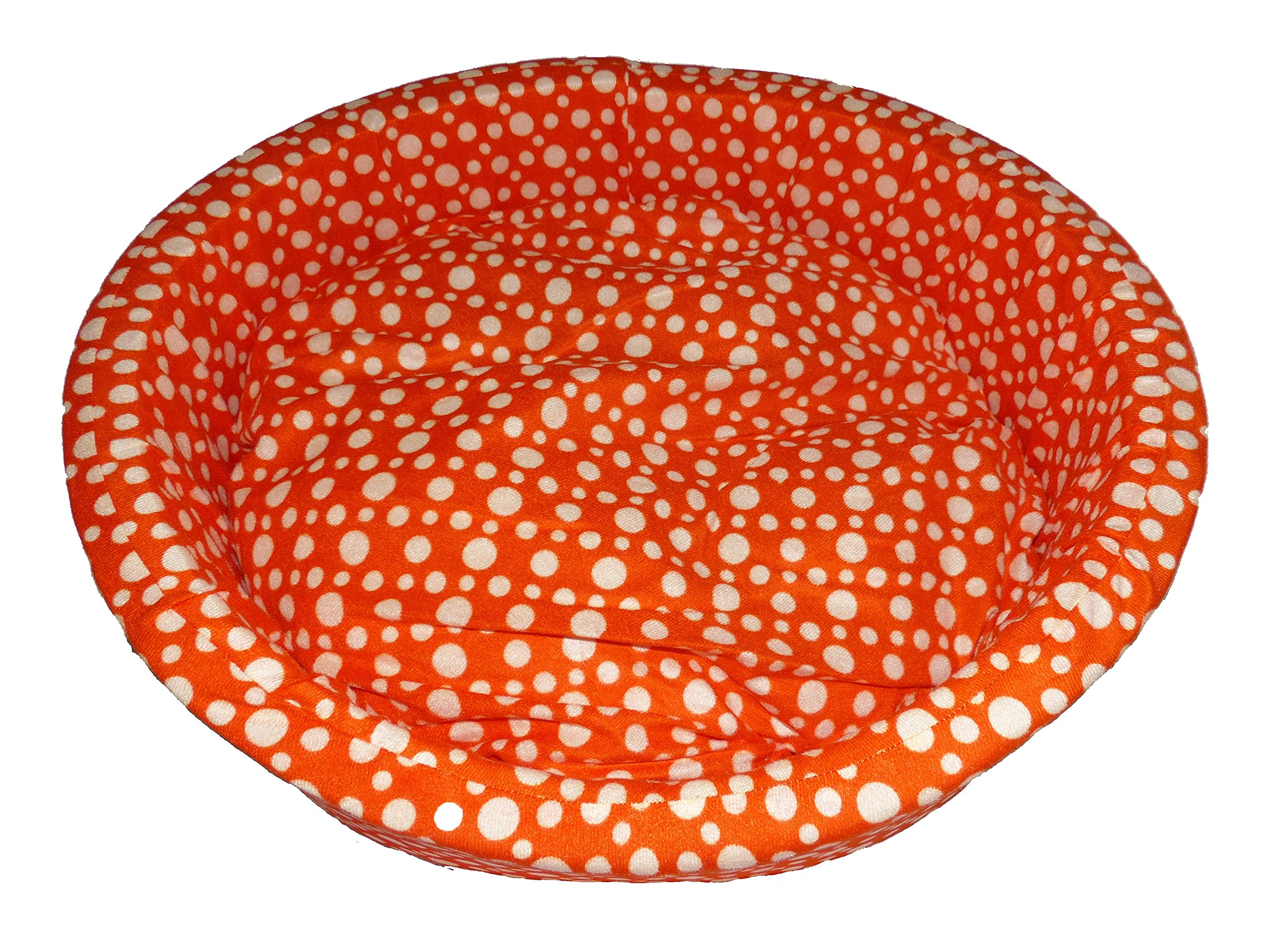 Bed, Dog & Cat EPE Foam Basket, Royal Round, Ultra Soft, Polka Dot, Orange, Small, 600 Gram