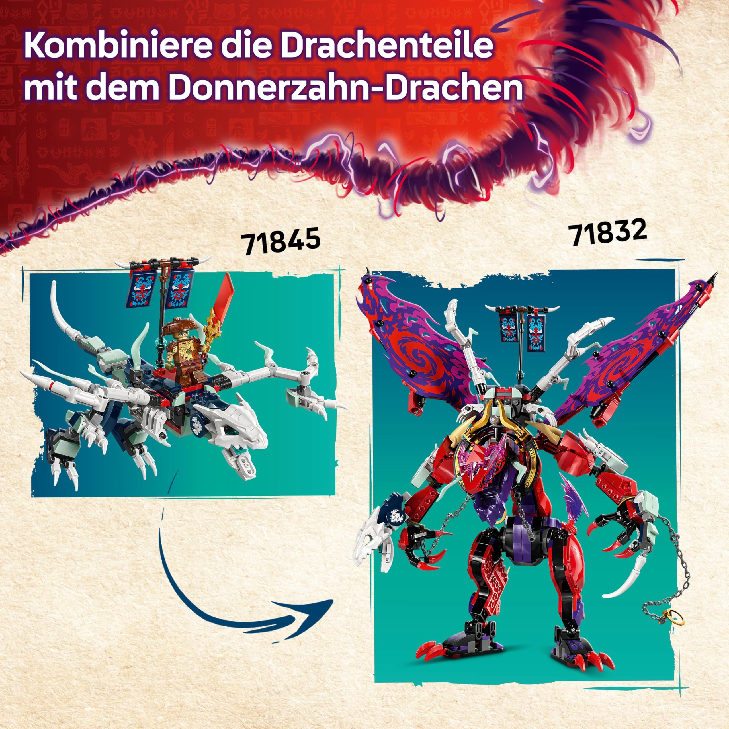 LEGO NINJAGO 2in1 Lloyds Jet-Mech - Spielzeug mit 5 Minifiguren, Drachen, Ausrüstung und fliegendem Motorrad - Geschenk für Jungen und Fans von Aufstieg der Drachen ab 9 Jahren 71845 | 2-in-1 Mech, verwandelt sich in Jet, 5 Minifiguren & Drachenfigur, Ges