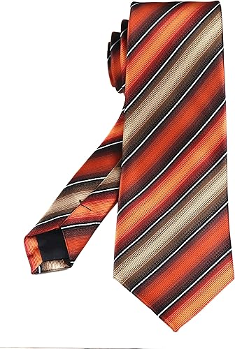 Vista 128 de Secdtie Corbata clásica de seda tejida jacquard a rayas para hombre Gris Negro