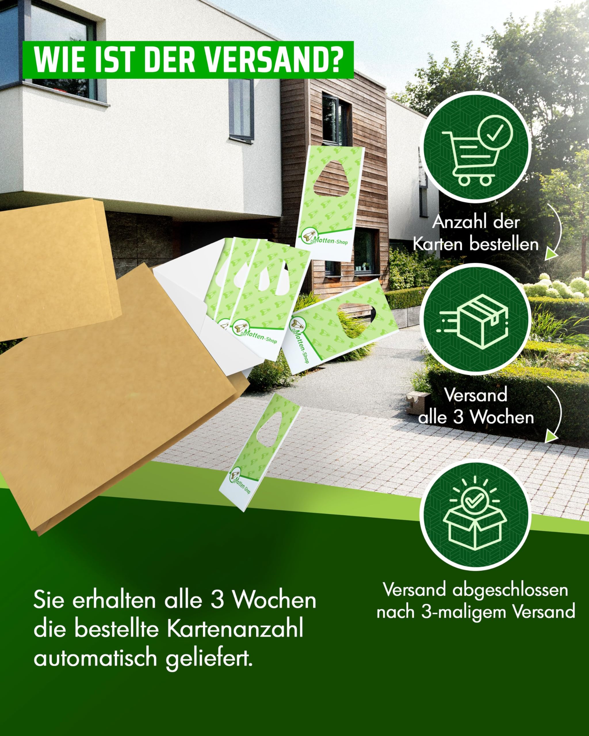 Der Motten-Shop® | Schlupfwespen gegen Lebensmittelmotten | 3 Karten à 3 Lieferungen | biologische & nachhaltige Mottenbekämpfung | die umweltfreundliche und giftfreie Alternative