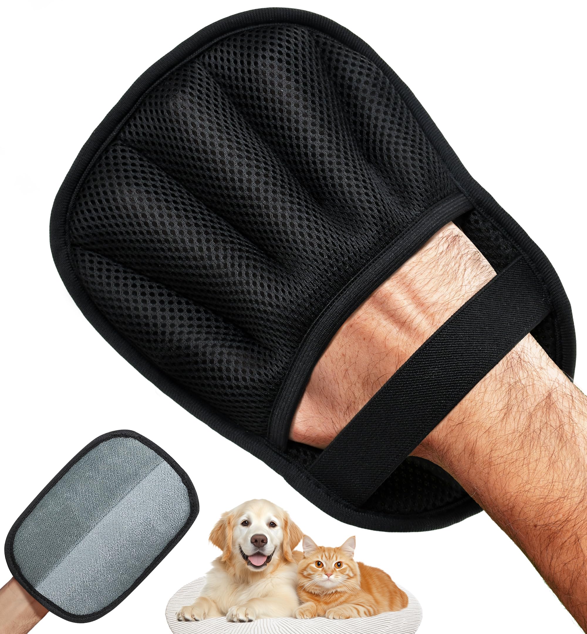 IPTPAS Pet Hair Remover Glove for Couch, Furniture, Carpet, Car Seat & Clothes, Electrostatic Hair Removal Mitts, 5-Finger Design, Flexible Easy Grip,