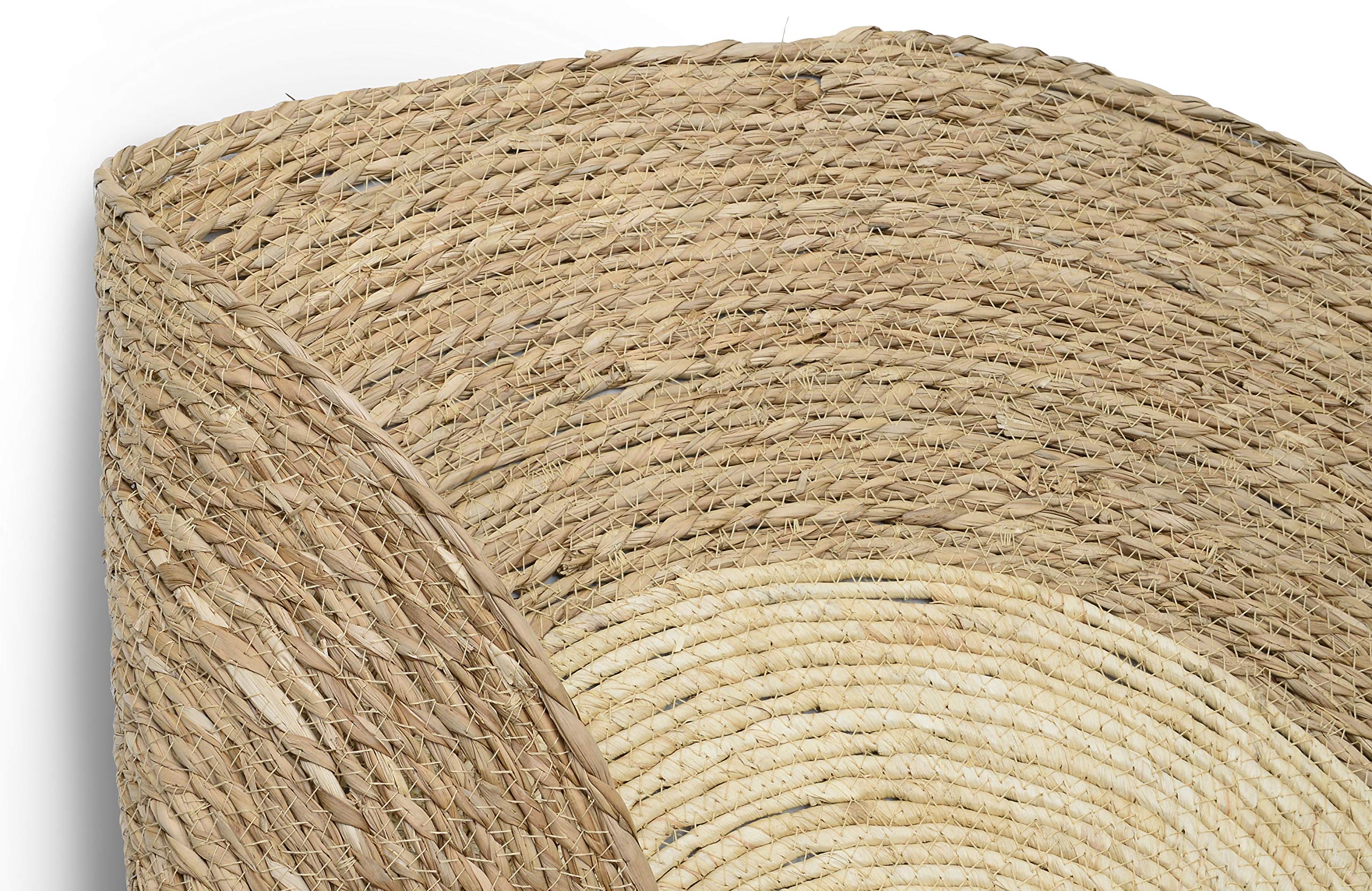 HERSIG - Alfombra Fibra Natural | Alfombra Redonda Bicolor de Seagrass y Hoja de Maíz - 140 cm