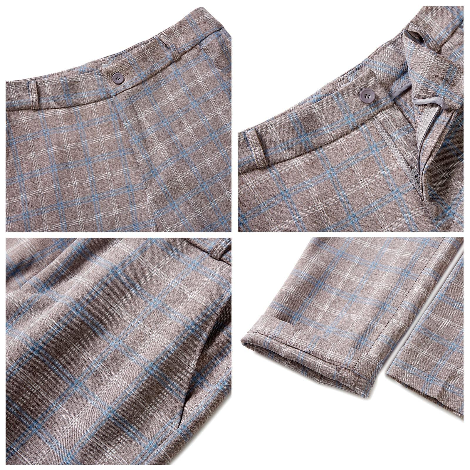 2-teiliges Damenanzug-Set, kariert, für Business, Büro, Blazer, Jacke, lässig, langärmelig, Hosenanzug-Set