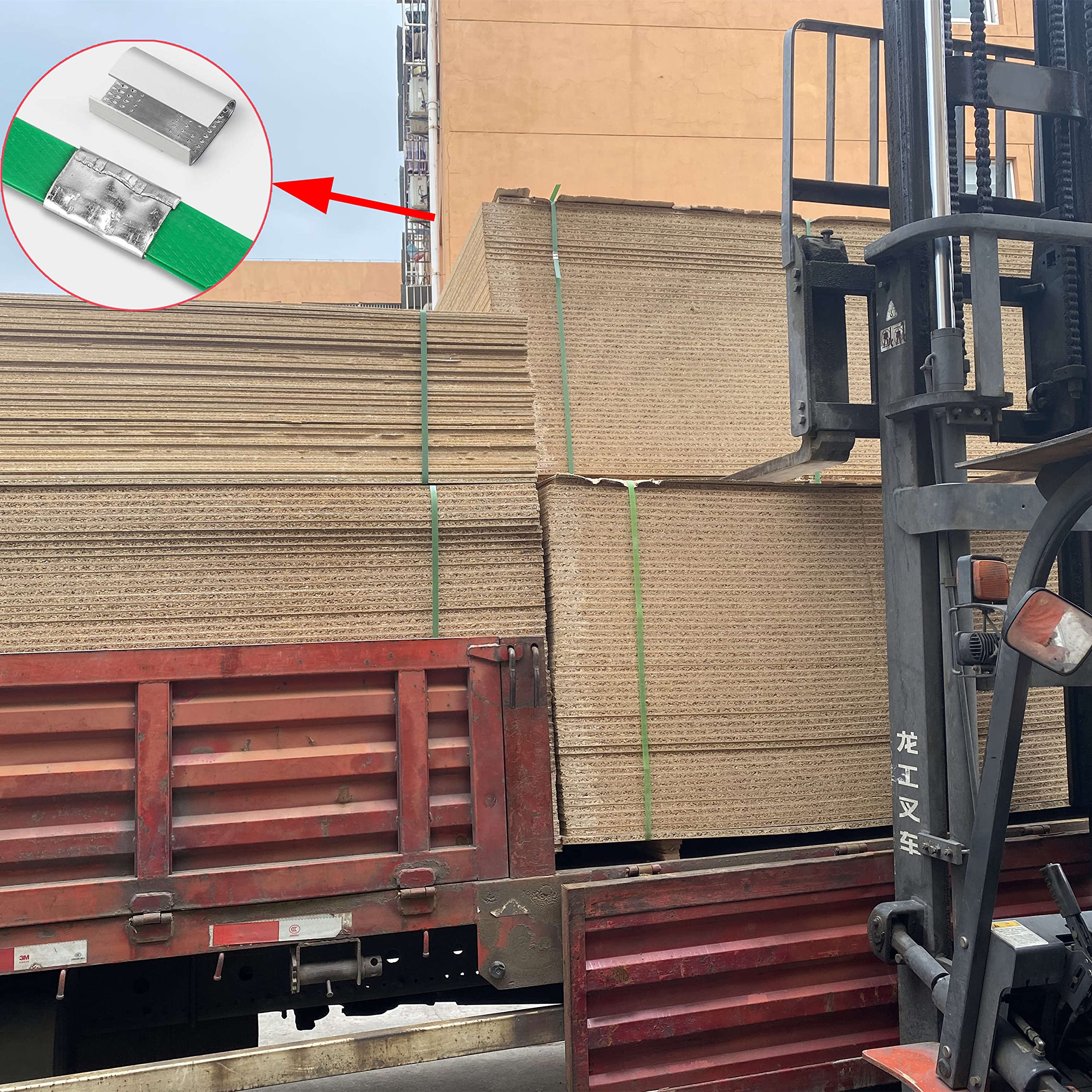 Opakowanie 5/8" x 2000' poliester (PET) zestaw do taśmy poliestrowej, 626 kg, wytrzymały napinacz do palet, uszczelniacz narzędziowy, odporny na wodę i rdzę, taśma poliestrowa, niedrogi