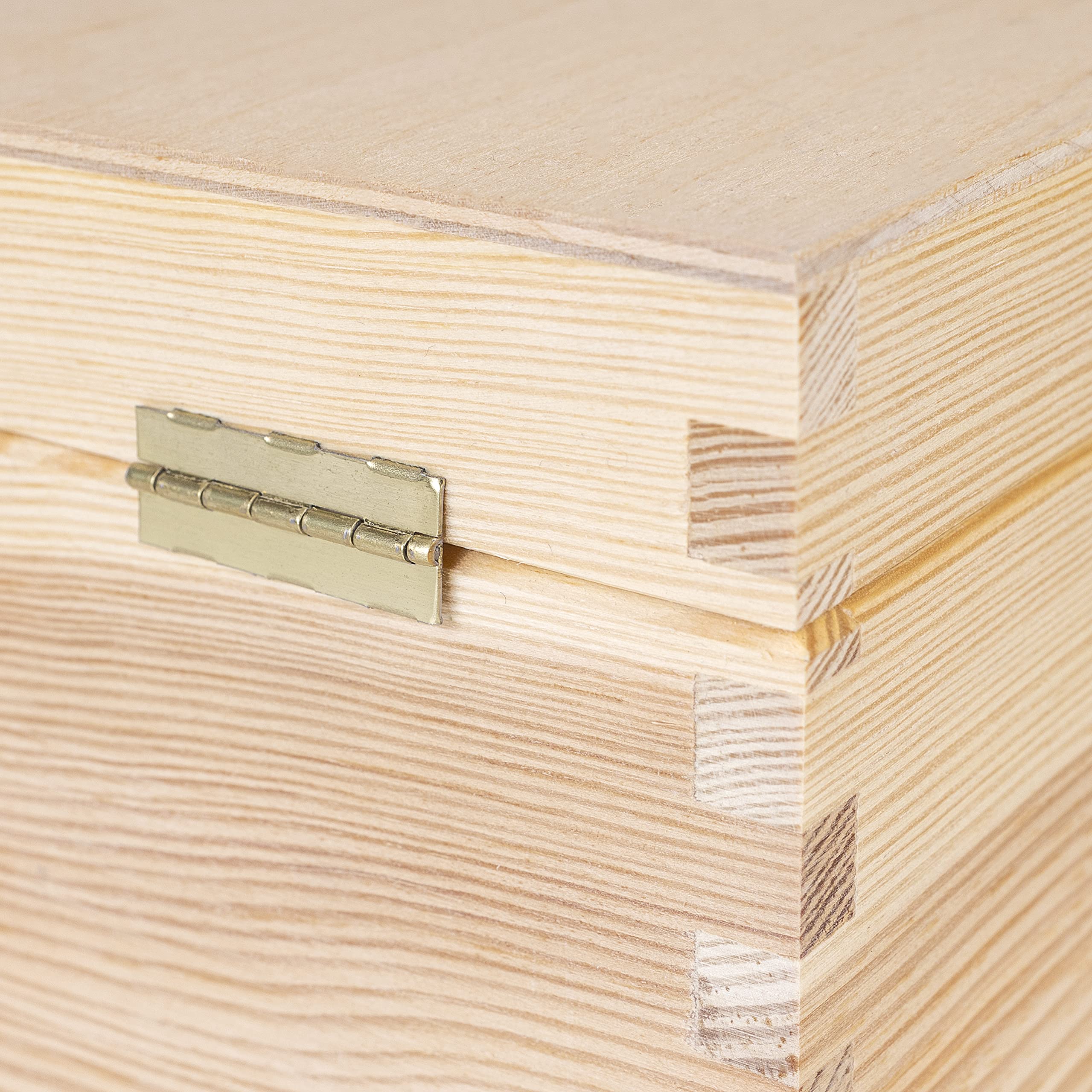Creative Deco Boite Rangement en Bois pour CD et DVD | 16 x 24 x 14 cm | 3 Compartiments | avec Couvercle et Sans Poignées | Non-Peint et Non-Fini | Boîte Organiseur Bureau Coffre Malle Noël