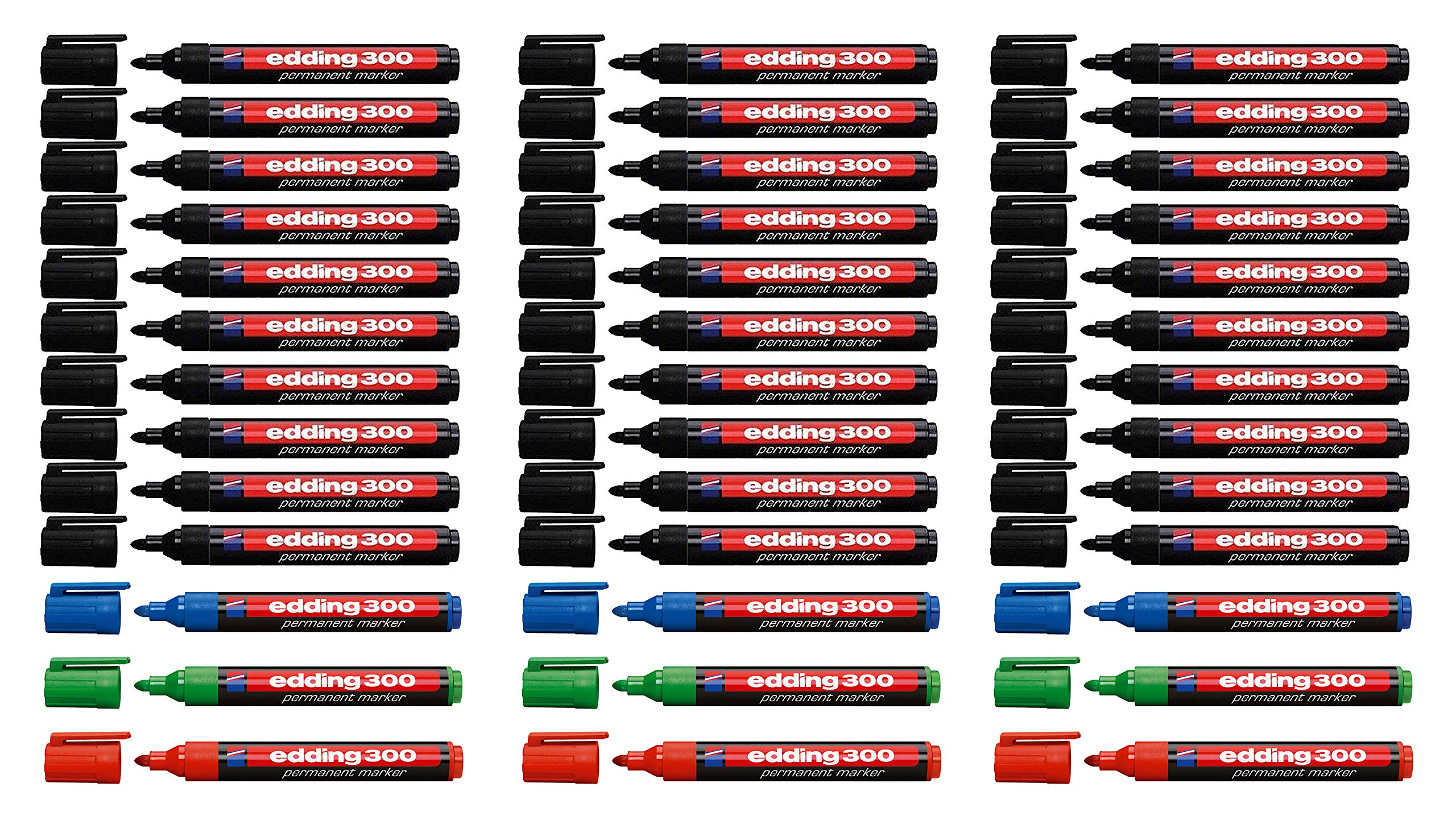 edding Rotulador permanente 300 (30 x negro) + 9 x (rojo/verde/azul)