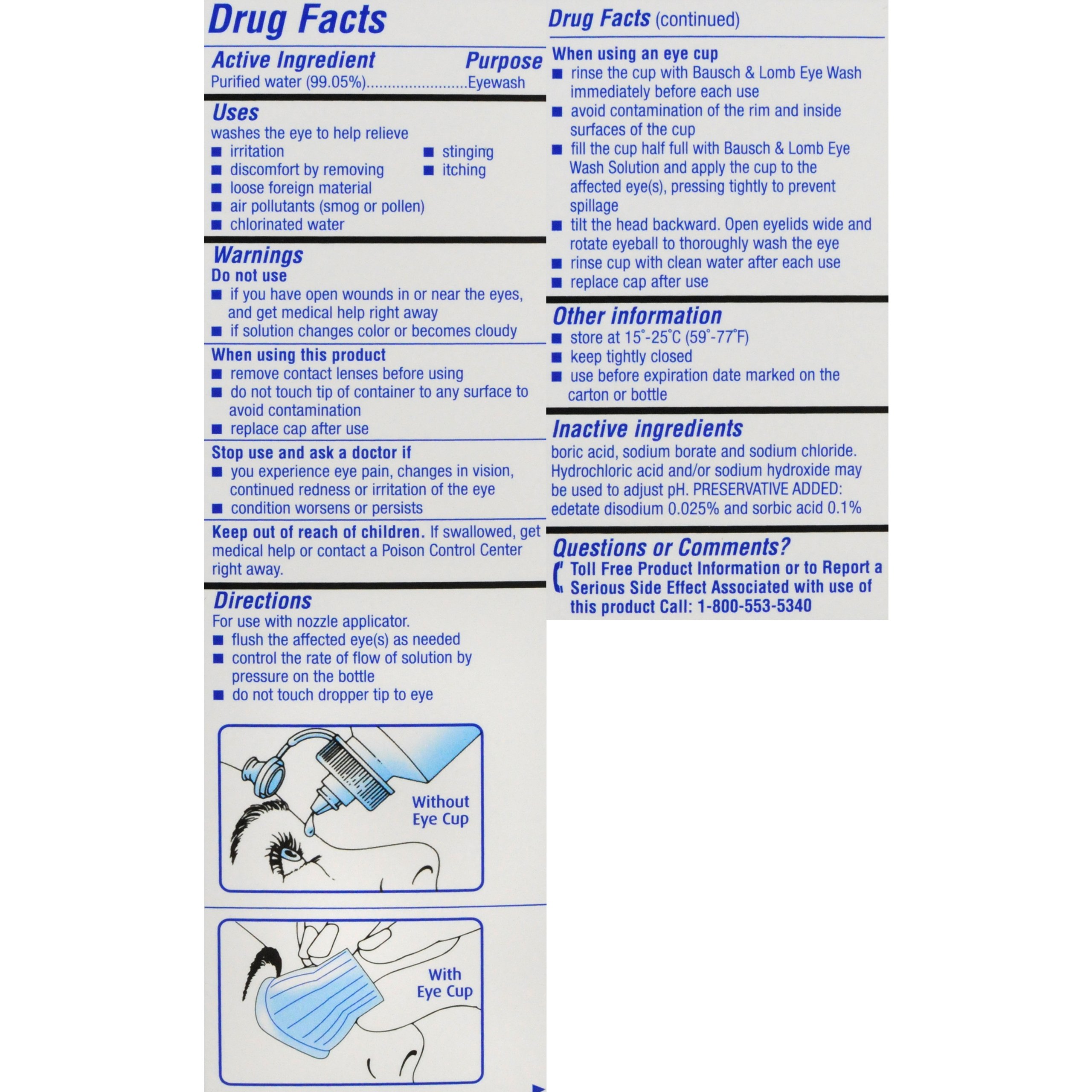 Eye Wash by Bausch & Lomb, Eye Relief Solution that Cleans, Refreshes