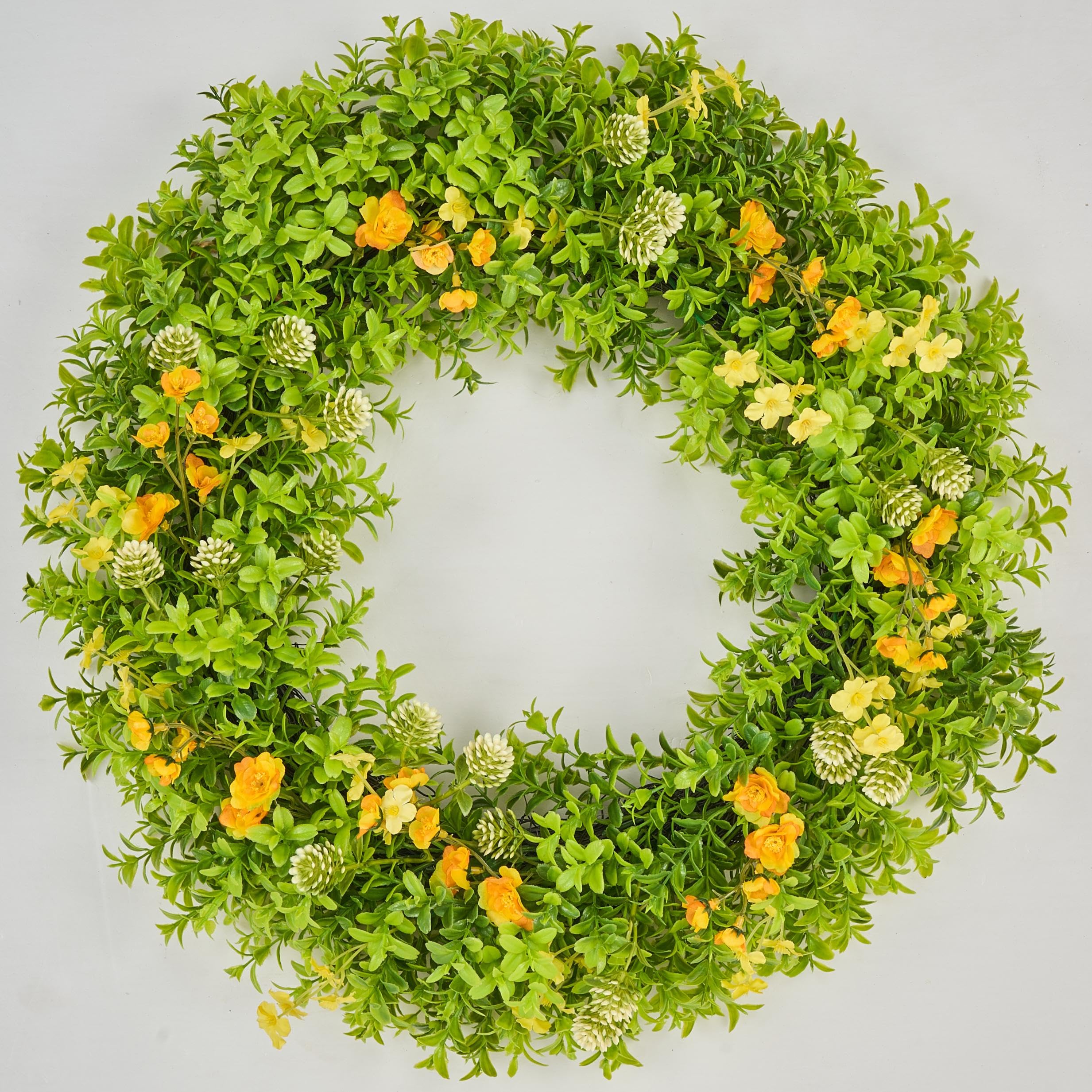 Avoeco C Wildflower Avoceo Artificial Boxwood Wreath For Front Door - Year-Round Greenery, 21" Summer & Fall Decorative Wreath For Door Decor, Perfect For Farmhouse, Weddings, & Seasonal Décor (C Wildflower)
