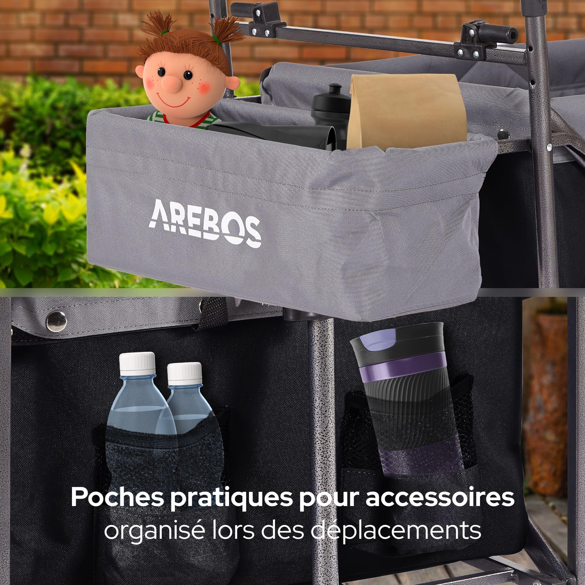 Arebos Chariot de Transport Pliable avec Toit | Chariot de Luxe | Chariot de Transport | Pliable | Chariot à Main de Luxe | Chariot à Outils | Sac XXL | capacité de Charge de 100 kg | Noir