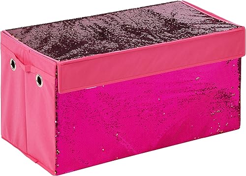 Urban Shop BaĂşl de almacenamiento plegable con lentejuelas, color rosa Urban Shop BaĂşl de almacenamiento plegable con lentejuelas, color rosa