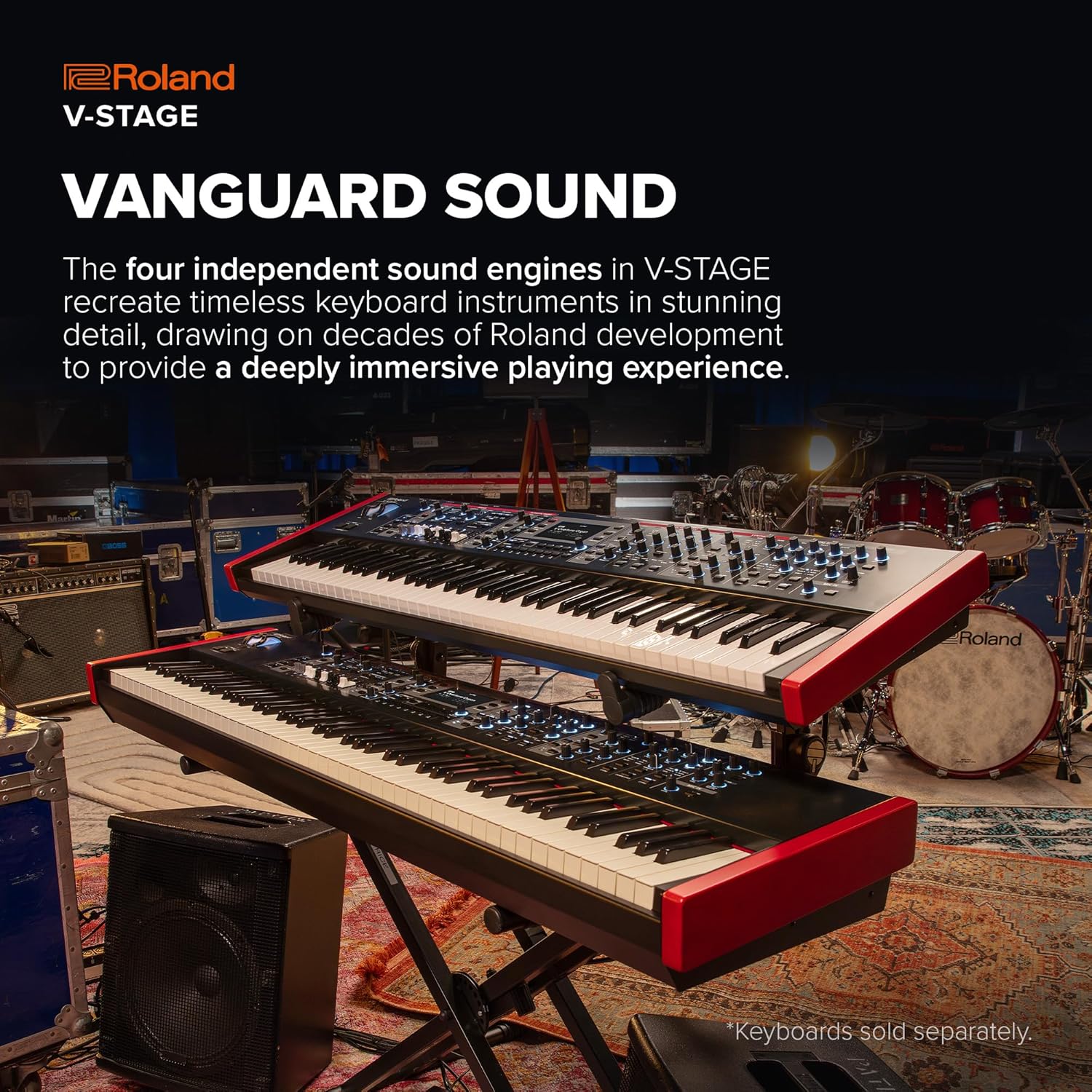 Roland V-STAGE 88 | Premium 88-Key Weighted Digital Keyboard | Ideal for Piano-Focused Players | Four Independent Sound Engines | Advanced Modeling Technology & Sound Customization