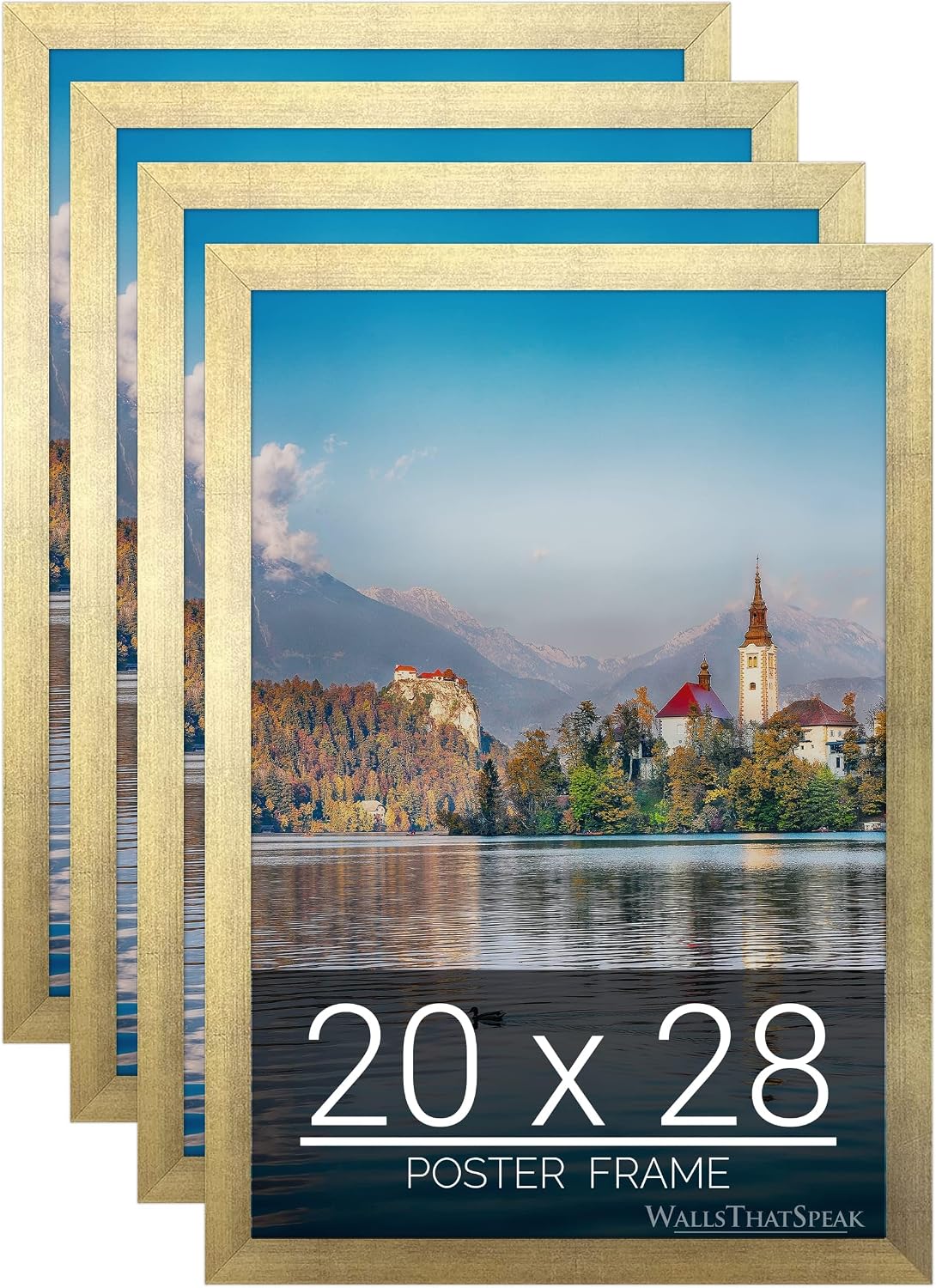 wallsthatspeak 20x28 Gold Picture Frame for Puzzles Posters Photos or Artwork, Set of 4